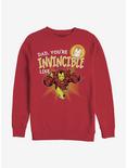 Marvel Iron Man Dad Invincible Like Iron Man Crew Sweatshirt, RED, hi-res