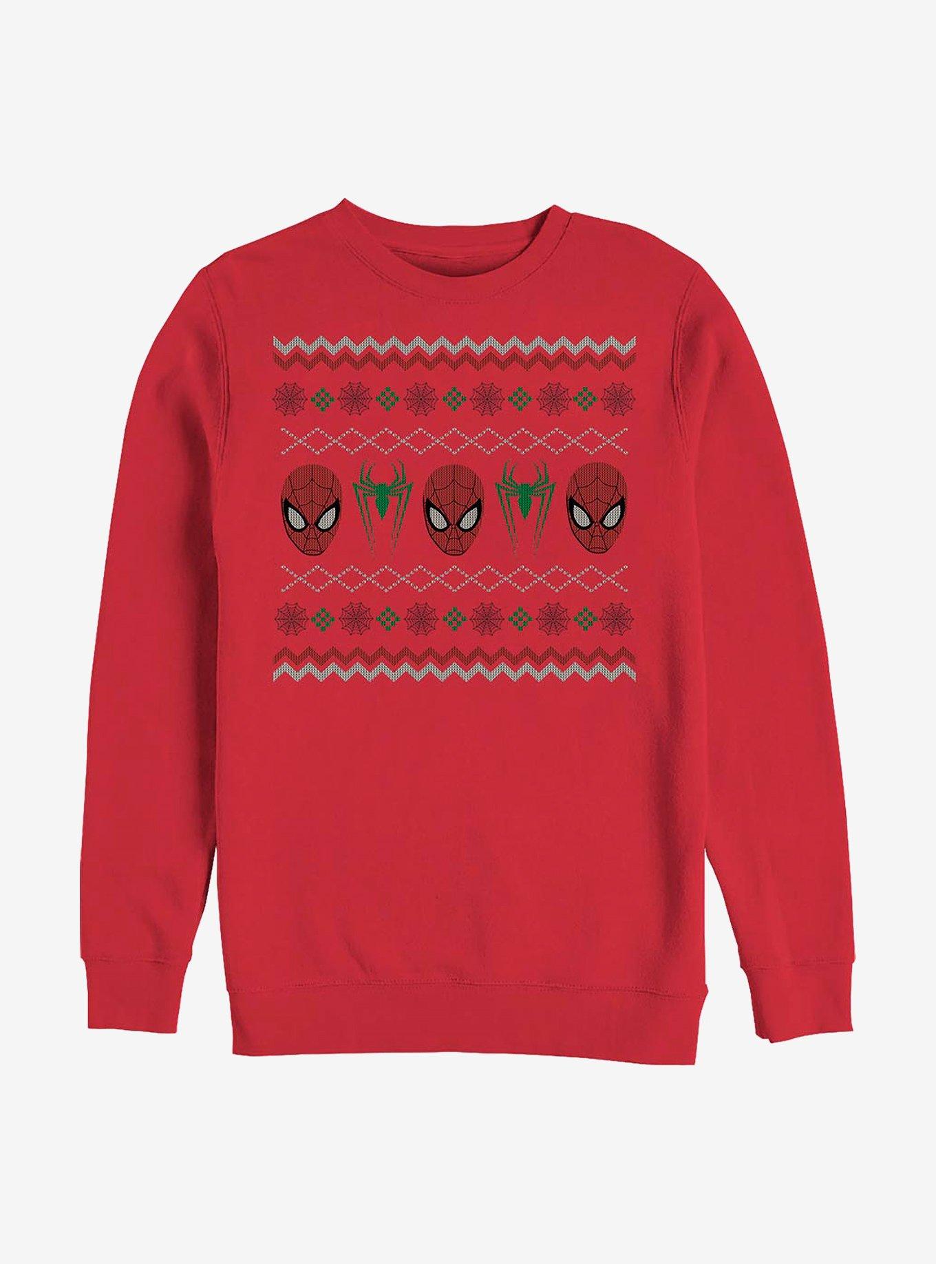 Marvel Spider-Man Ugly Holiday Crew Sweatshirt, RED, hi-res