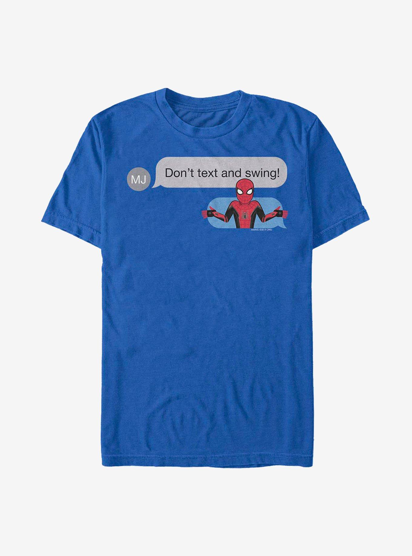 Marvel Spider-Man Don't Text Swing T-Shirt, ROYAL, hi-res