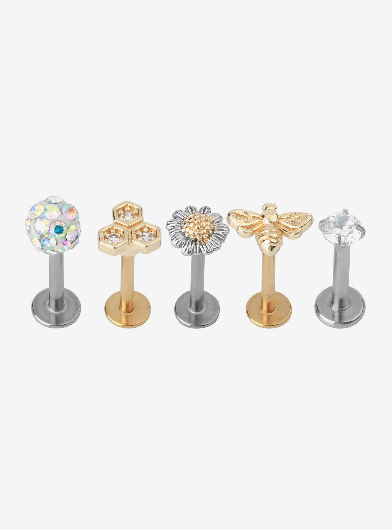 Steel Bee Honeycomb Labret 5 Pack | Hot Topic