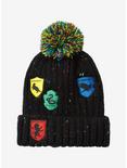 Harry Potter Hogwarts House Badges Youth Pom Cuff Beanie - BoxLunch Exclusive, , hi-res