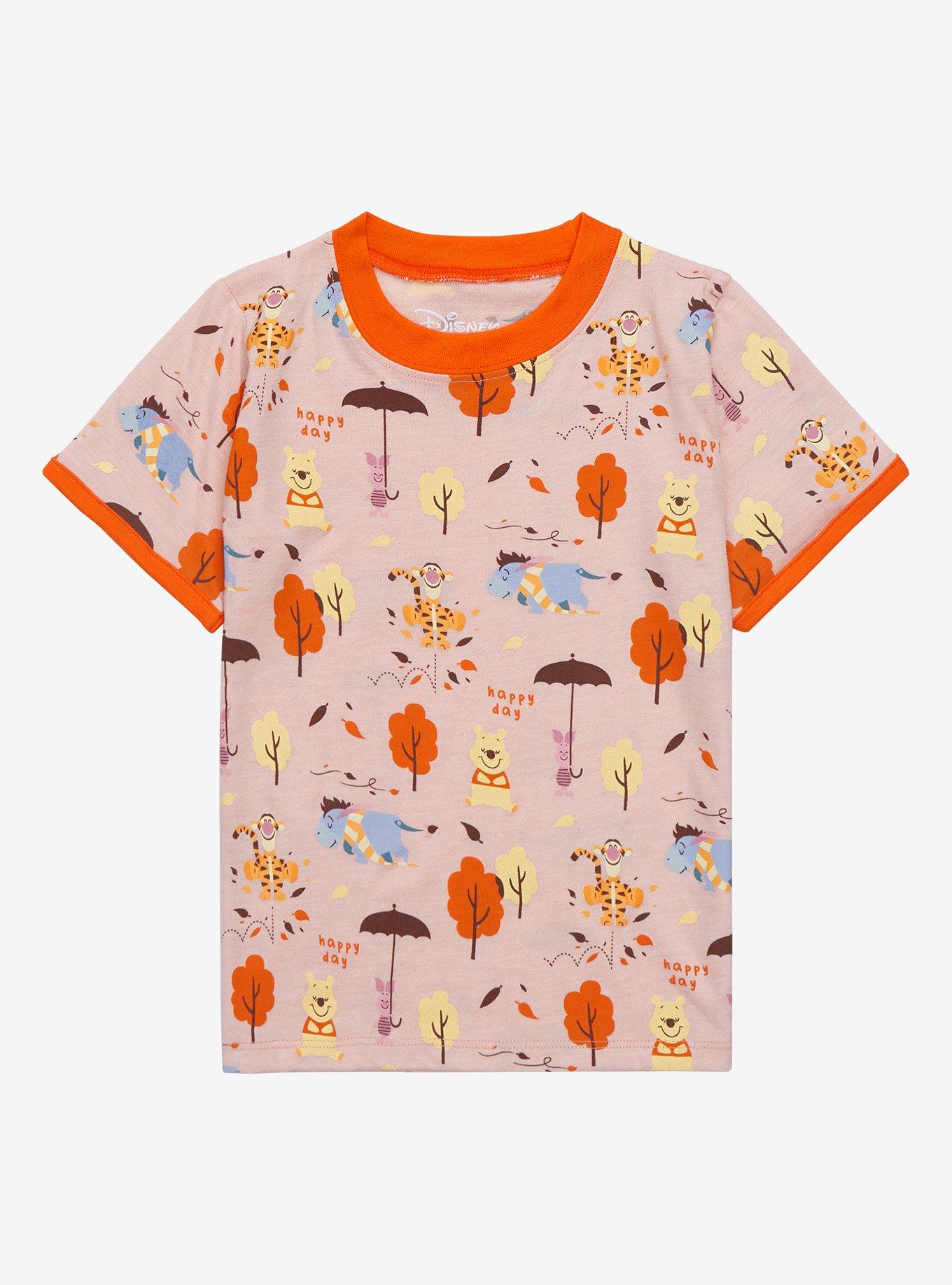 Disney Winnie the Pooh Happy Day Autumn Allover Print Toddler T-Shirt - BoxLunch Exclusive, CREAM, hi-res