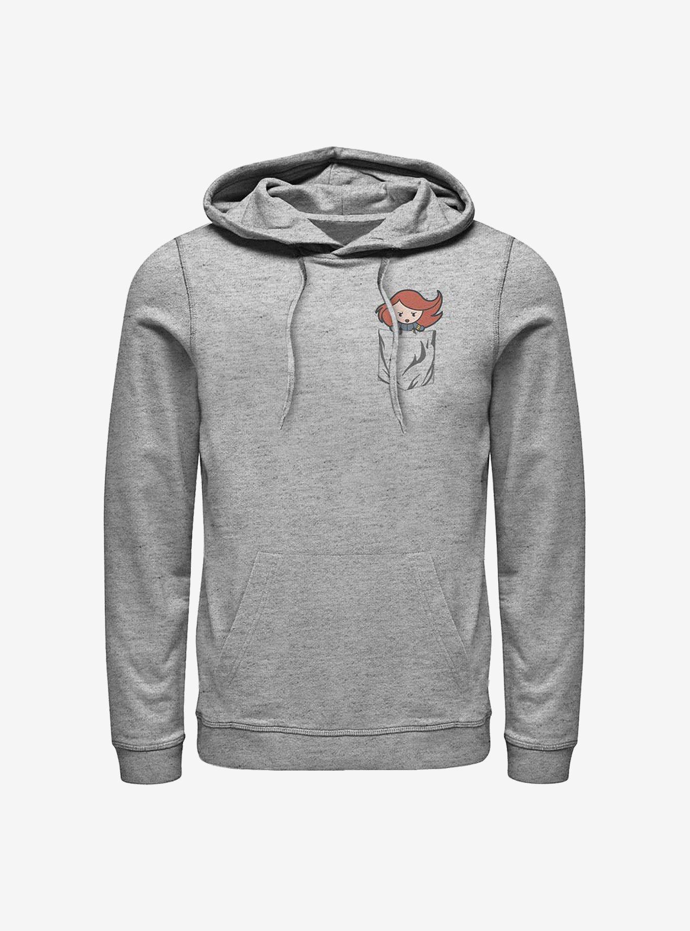 Marvel Black Widow Faux Pocket Hoodie, ATH HTR, hi-res