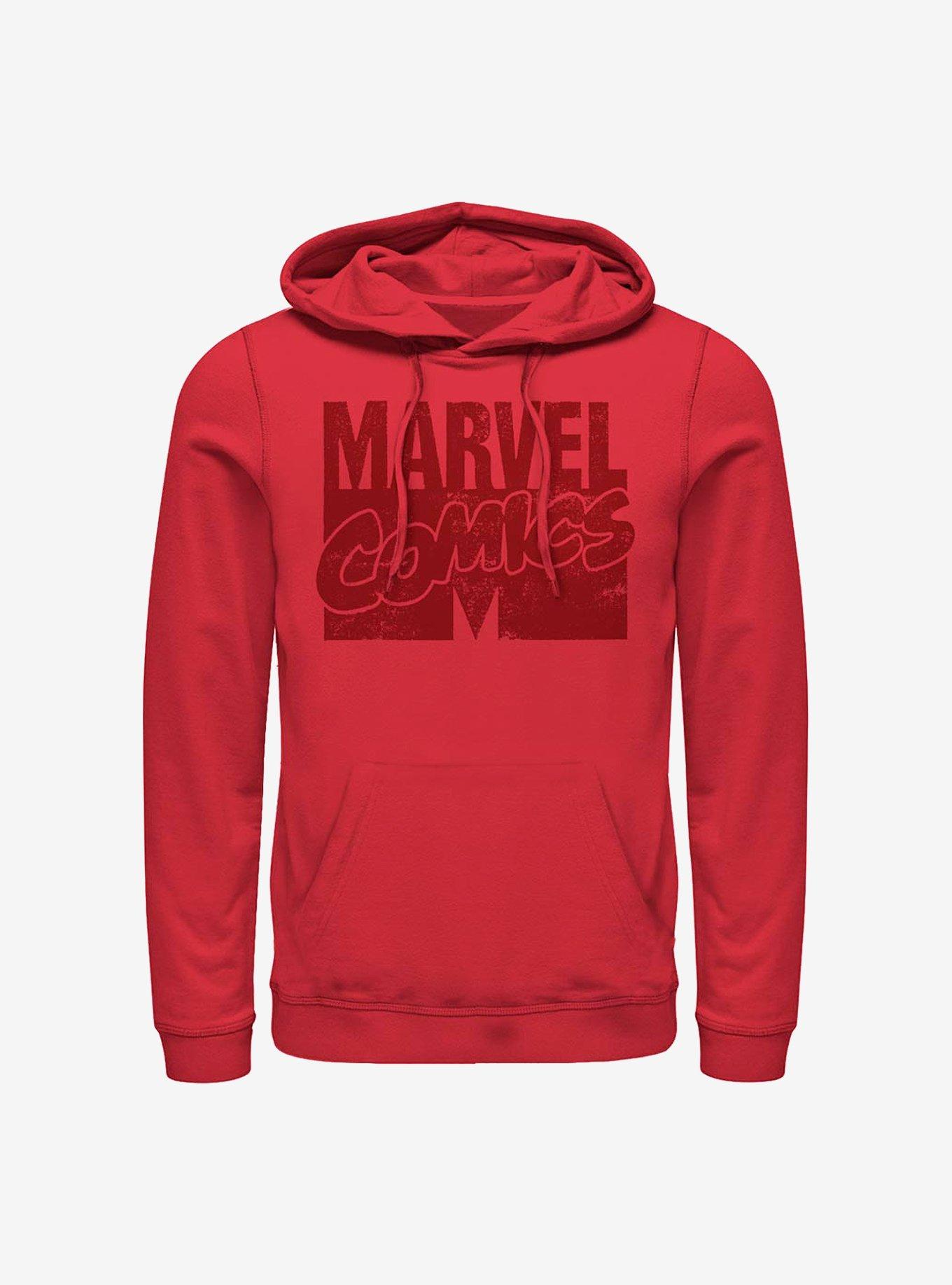 Marvel Logo Classic Comics Hoodie, RED, hi-res