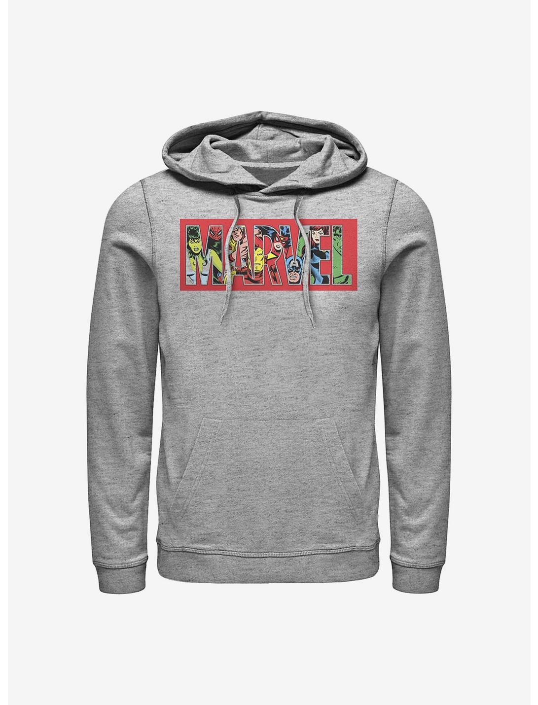 Marvel Logo Character Fill Hoodie, ATH HTR, hi-res