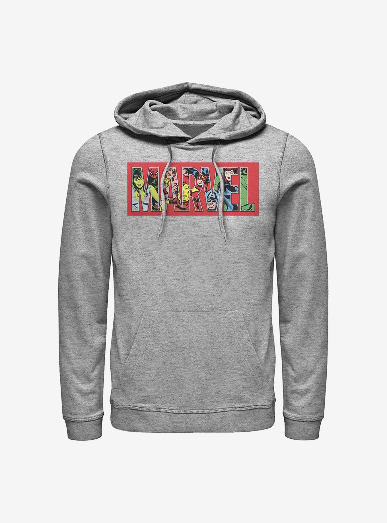 Marvel Logo Character Fill Hoodie, ATH HTR, hi-res