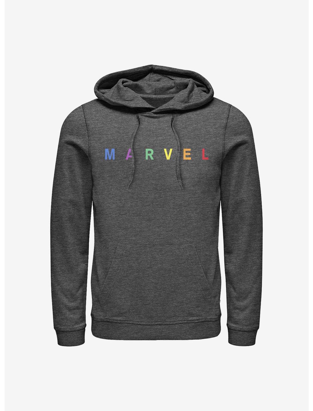 Marvel Simple Rainbow Logo Hoodie, CHAR HTR, hi-res