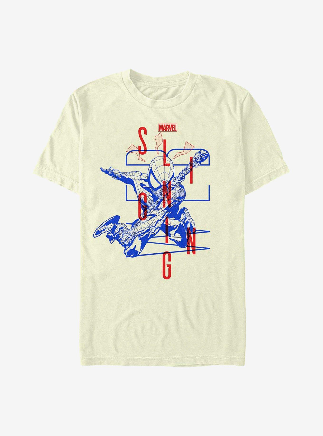 Marvel Spider-Man Slinging Web T-Shirt, NATURAL, hi-res