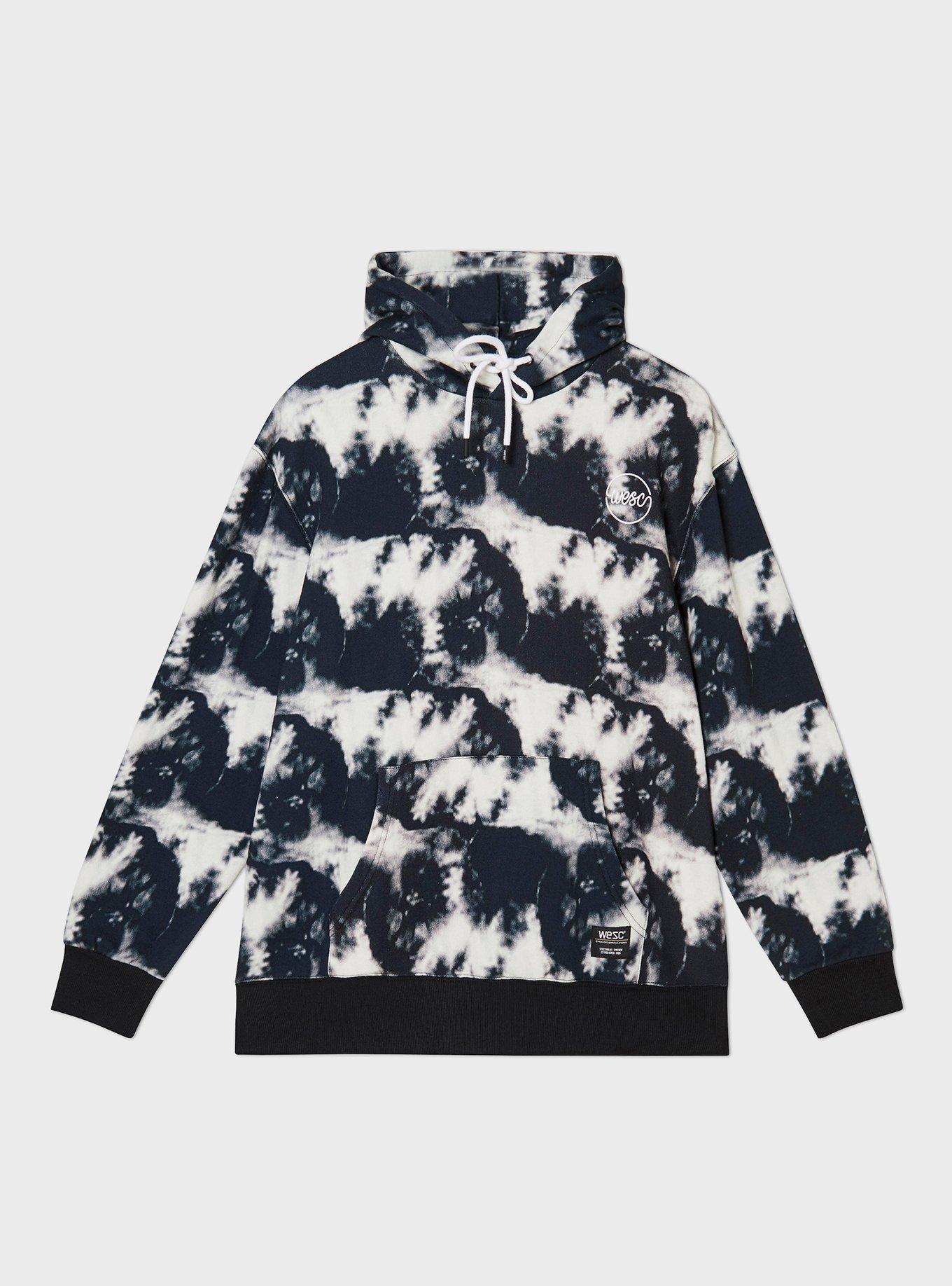 WeSC Mike Tie Dye Hoodie Black/White, BLACK, hi-res