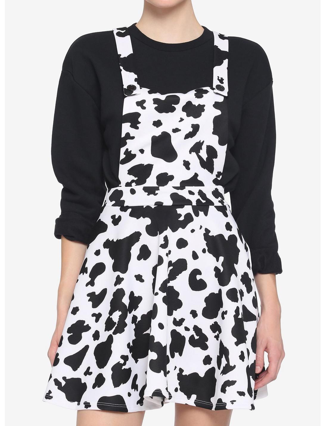 Cow Print Skirtall, COW-BLACK WHITE, hi-res