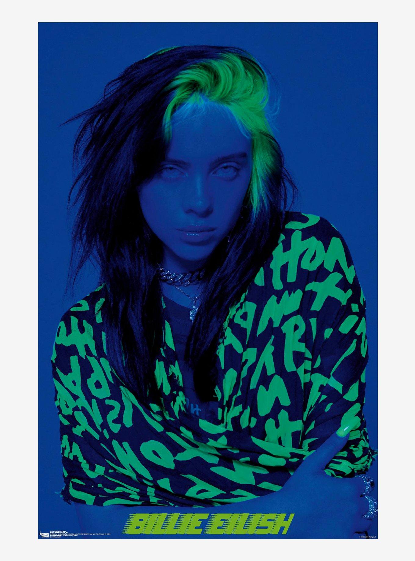 Billie Eilish Blue & Green Portrait Poster, , hi-res