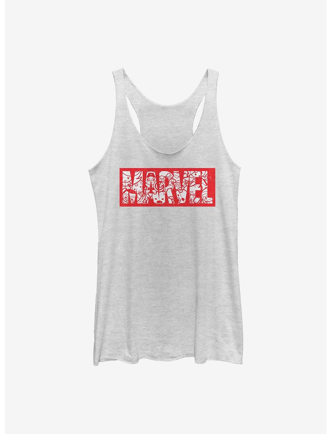 Marvel Avengers Kawaii Marvel Womens Tank Top, WHITE HTR, hi-res