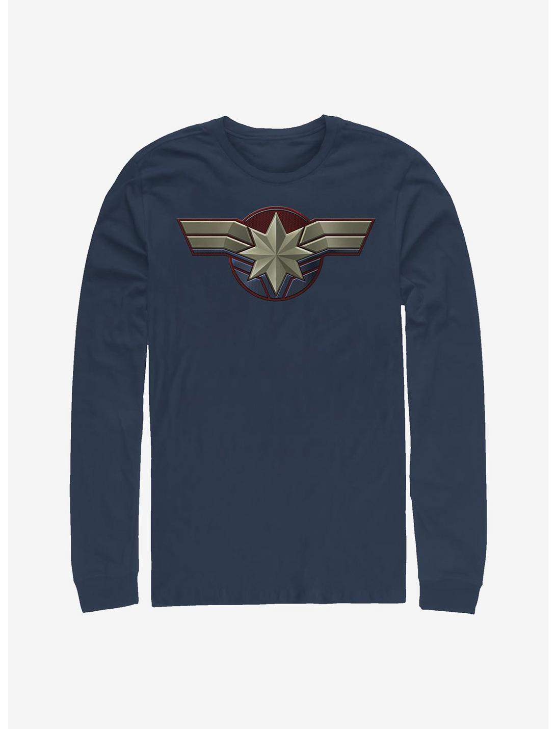 Marvel Captain Marvel Costume Logo Long-Sleeve T-Shirt, NAVY, hi-res