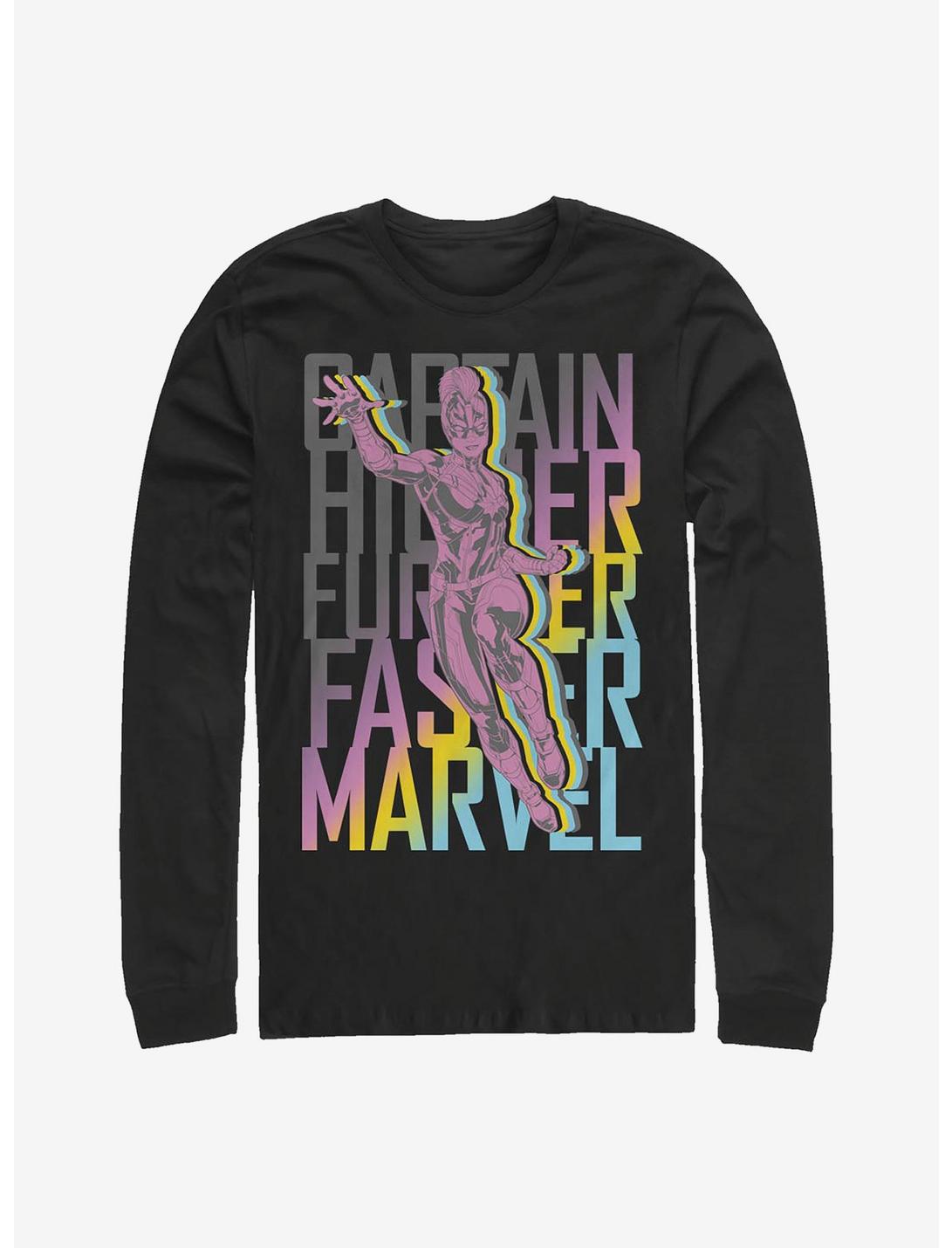Marvel Captain Marvel Fly Stack Long-Sleeve T-Shirt, BLACK, hi-res