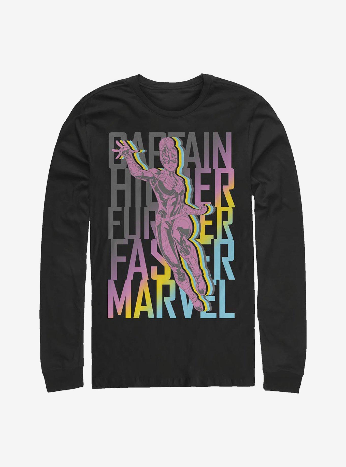 Marvel Captain Marvel Fly Stack Long-Sleeve T-Shirt, BLACK, hi-res