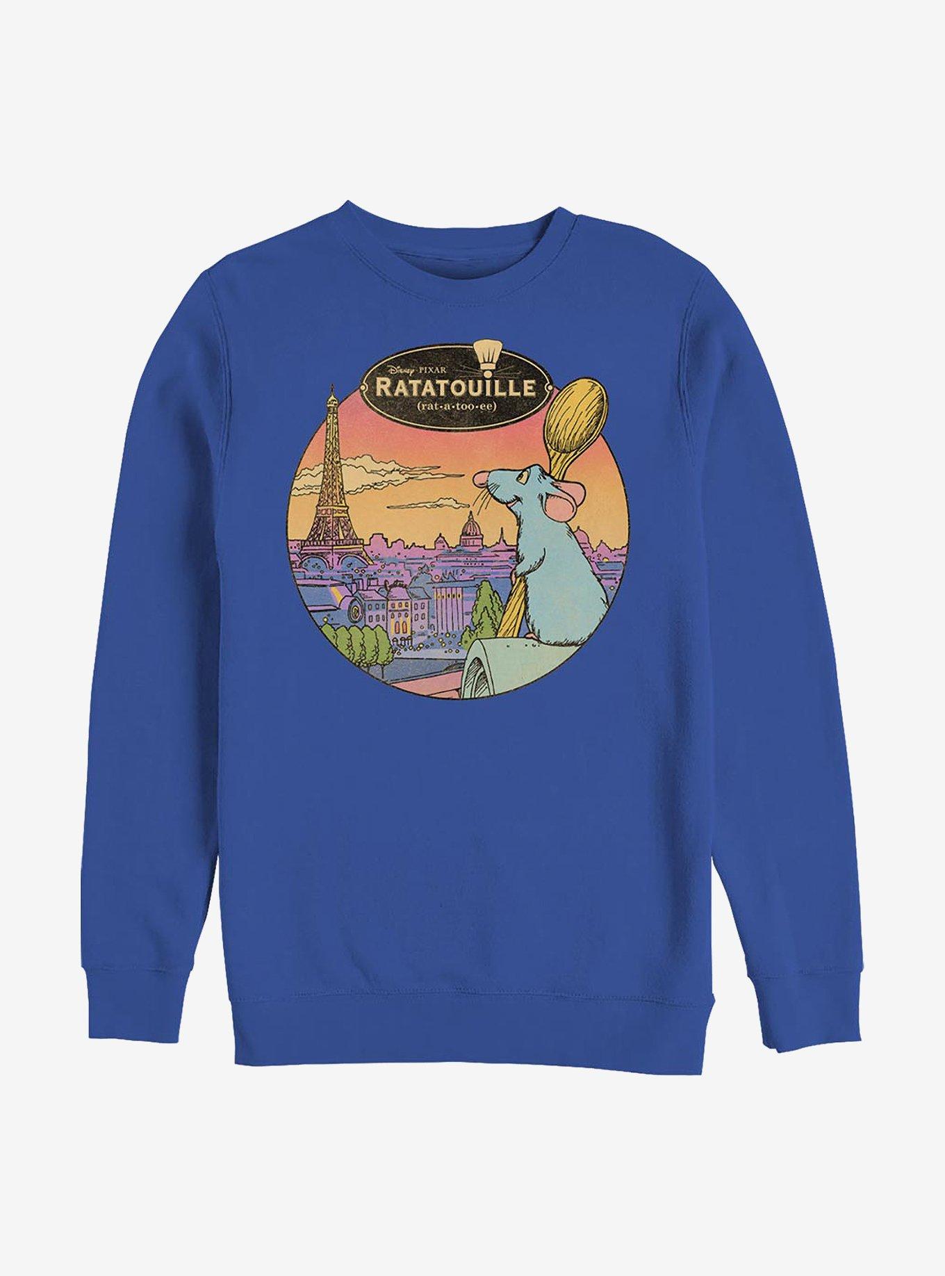 Disney Pixar Ratatouille Le Rat Parisian Crew Sweatshirt BLUE