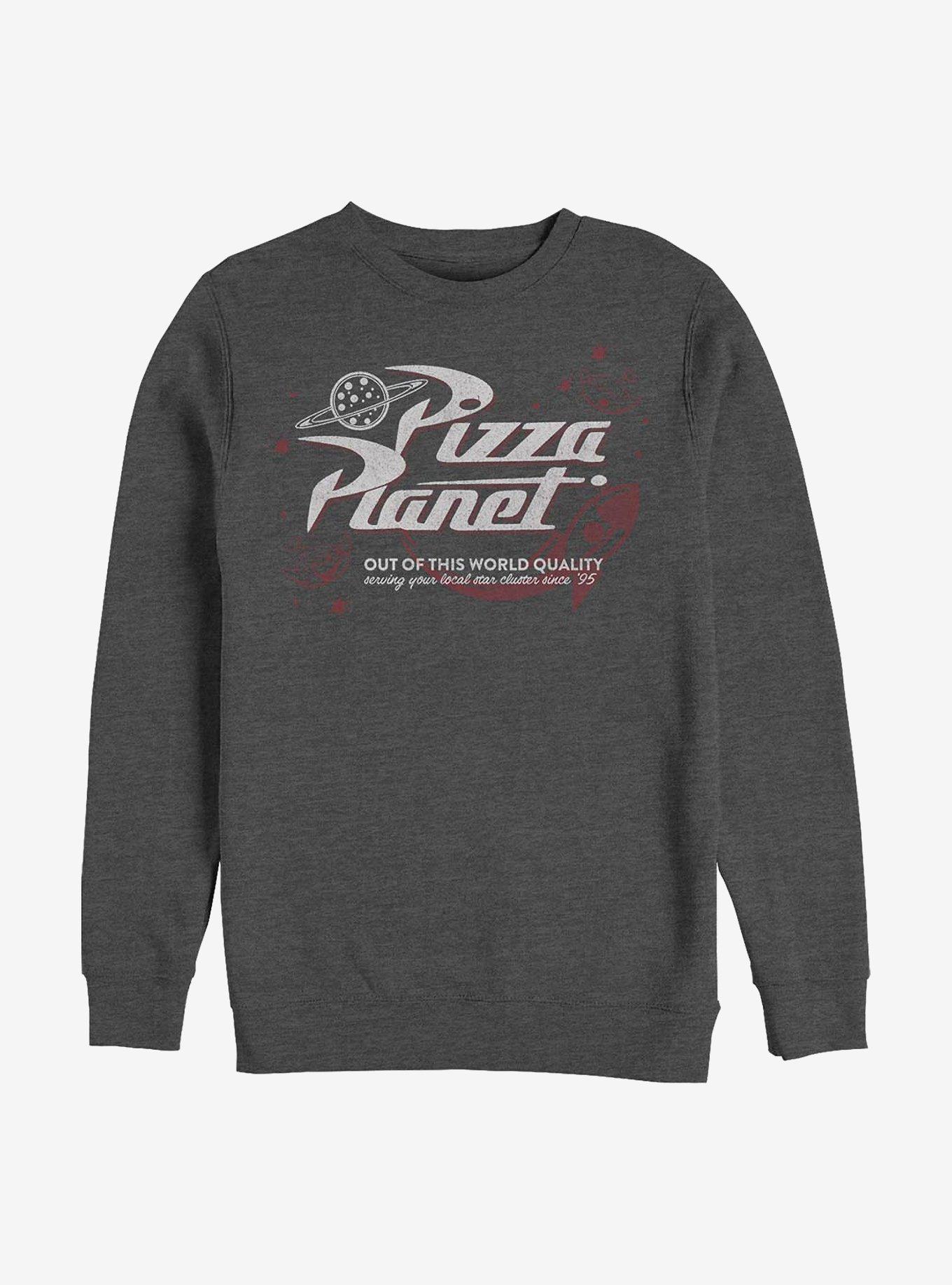 Disney Pixar Toy Story Retro Pizza Planet Crew Sweatshirt, CHAR HTR, hi-res