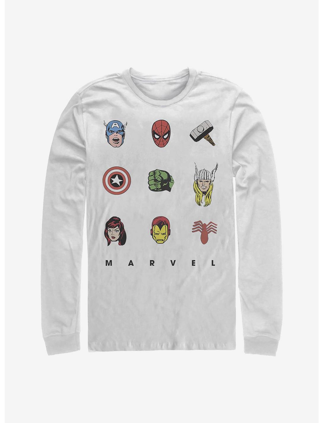 Marvel Avengers Retro Icons Long-Sleeve T-Shirt, WHITE, hi-res