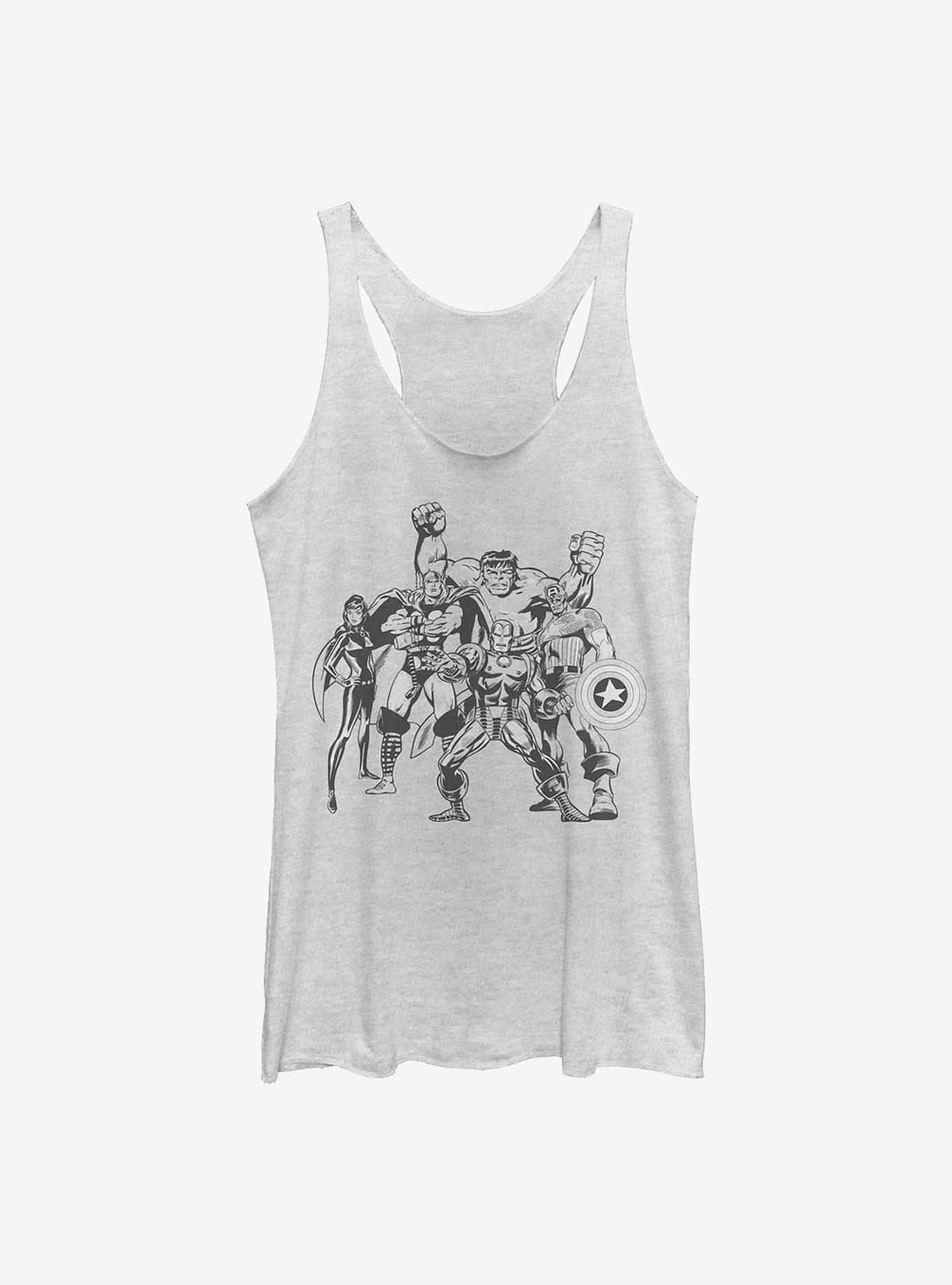 Marvel Avengers Retro Group Womens Tank Top, WHITE HTR, hi-res
