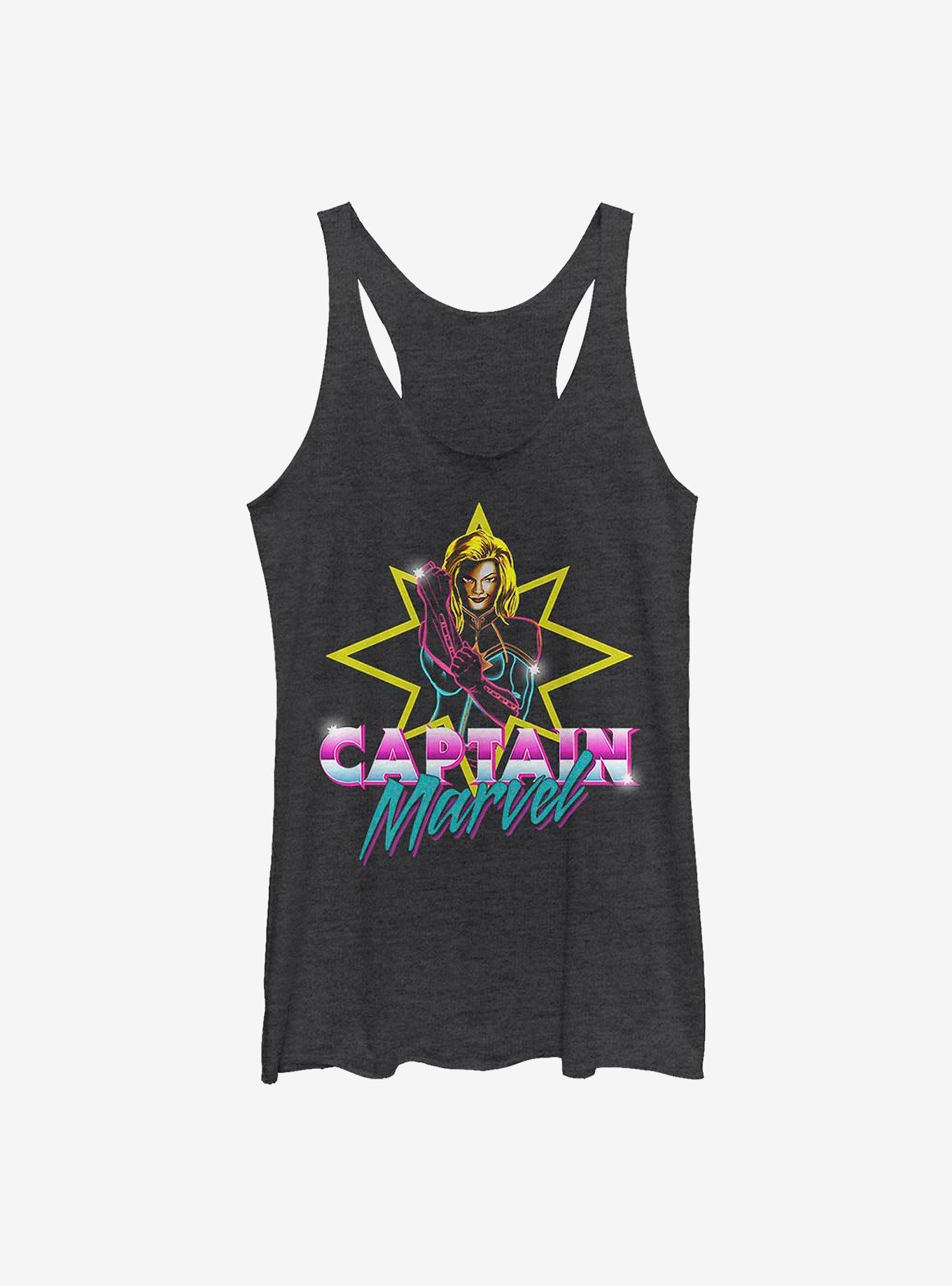 Marvel Captain Marvel Neon M Womens Tank Top, BLK HTR, hi-res