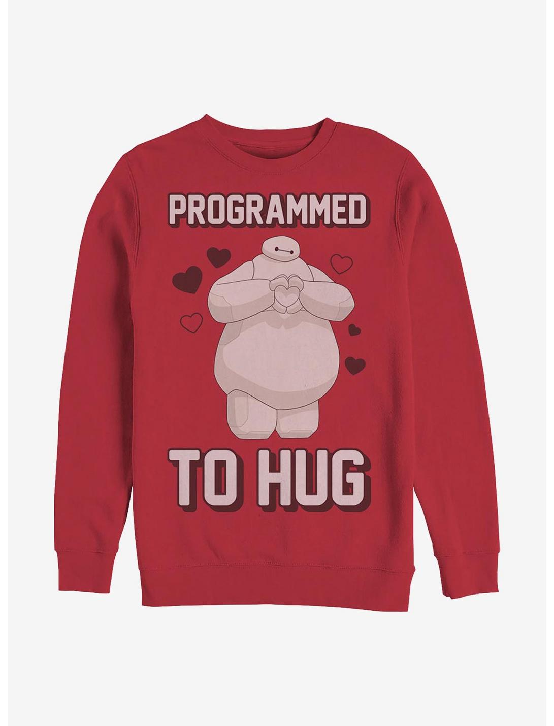 Disney Big Hero 6 Programmed To Hug Crew Sweatshirt, RED, hi-res