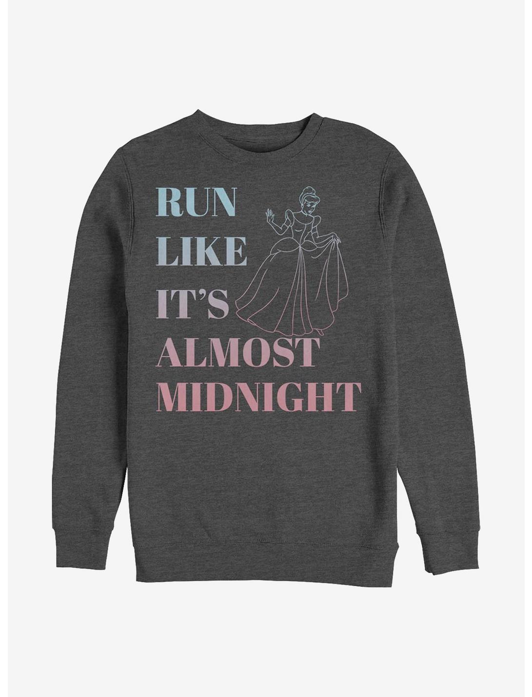 Disney Cinderella Run Like It's Almost Midnight Crew Sweatshirt, CHAR HTR, hi-res