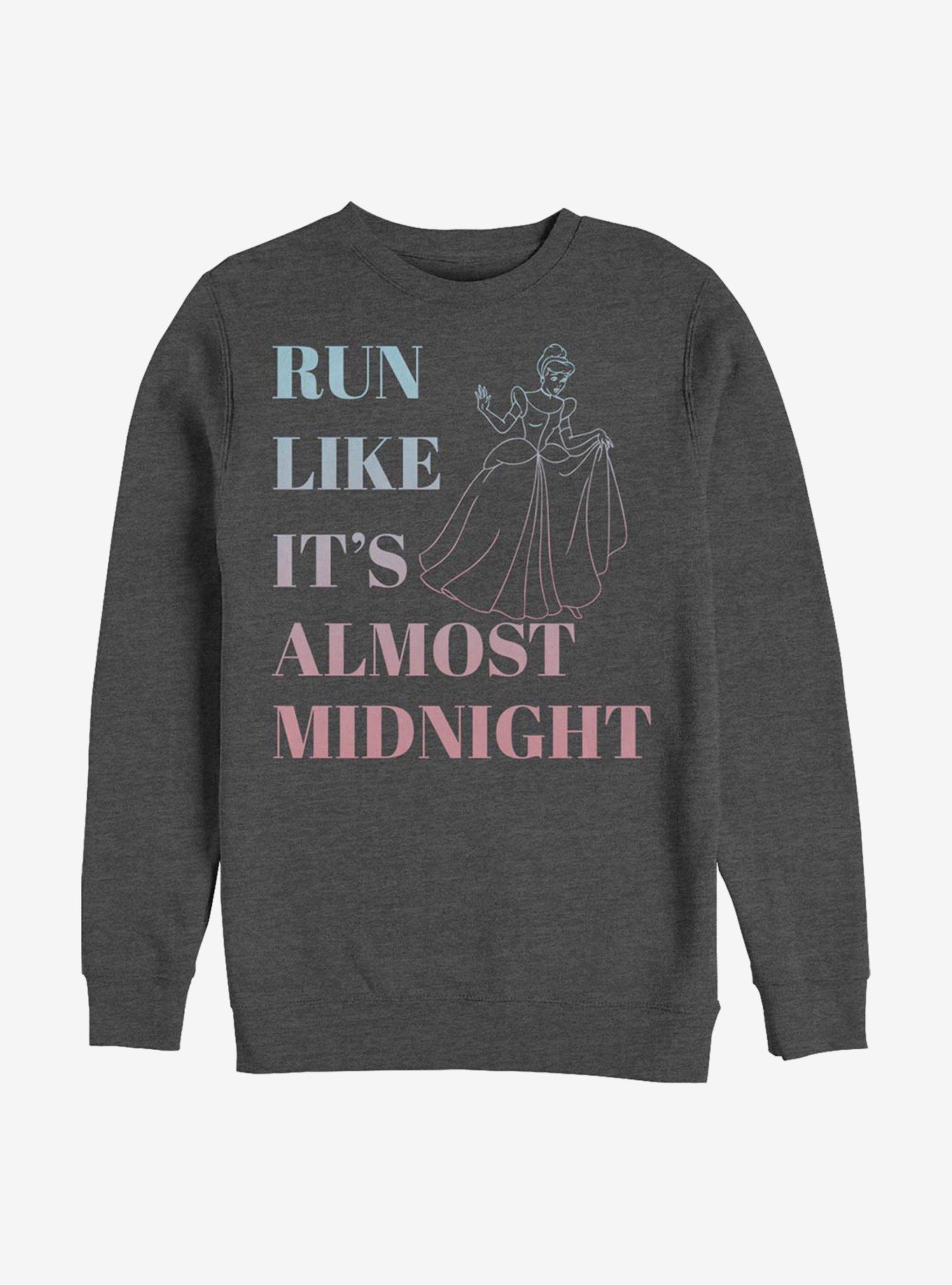 Disney Cinderella Run Like It's Almost Midnight Crew Sweatshirt, CHAR HTR, hi-res