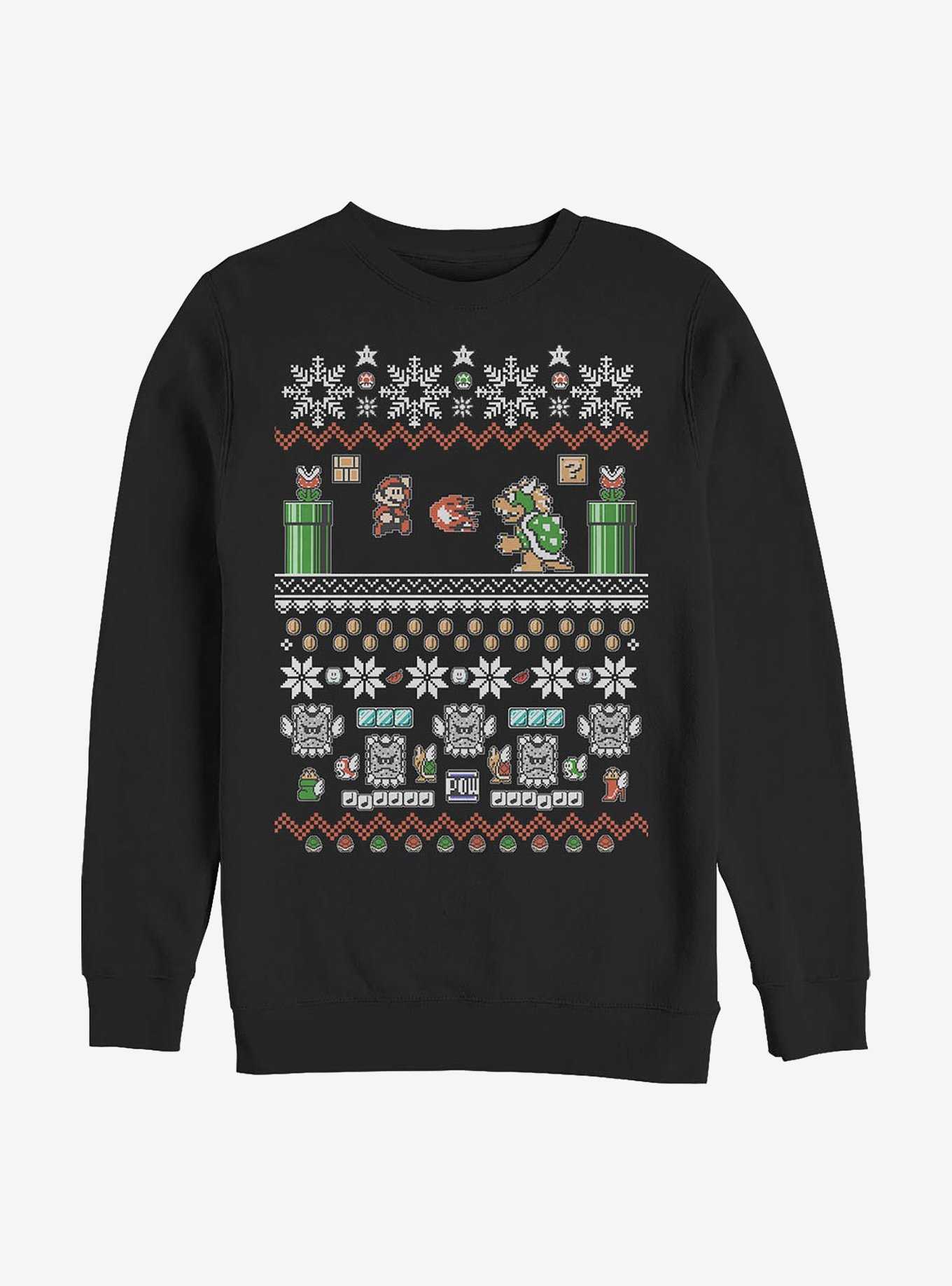 Nintendo Mario Bit Ugly Holiday Crew Sweatshirt, , hi-res