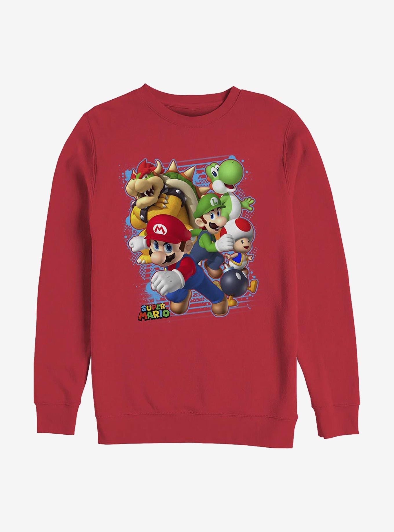 Nintendo Mario Blast Out Crew Sweatshirt, RED, hi-res