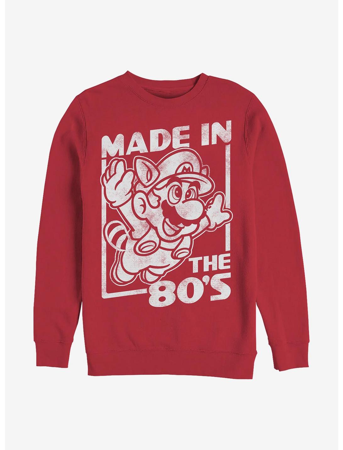Nintendo Mario Made In The 80's Crew Sweatshirt, RED, hi-res