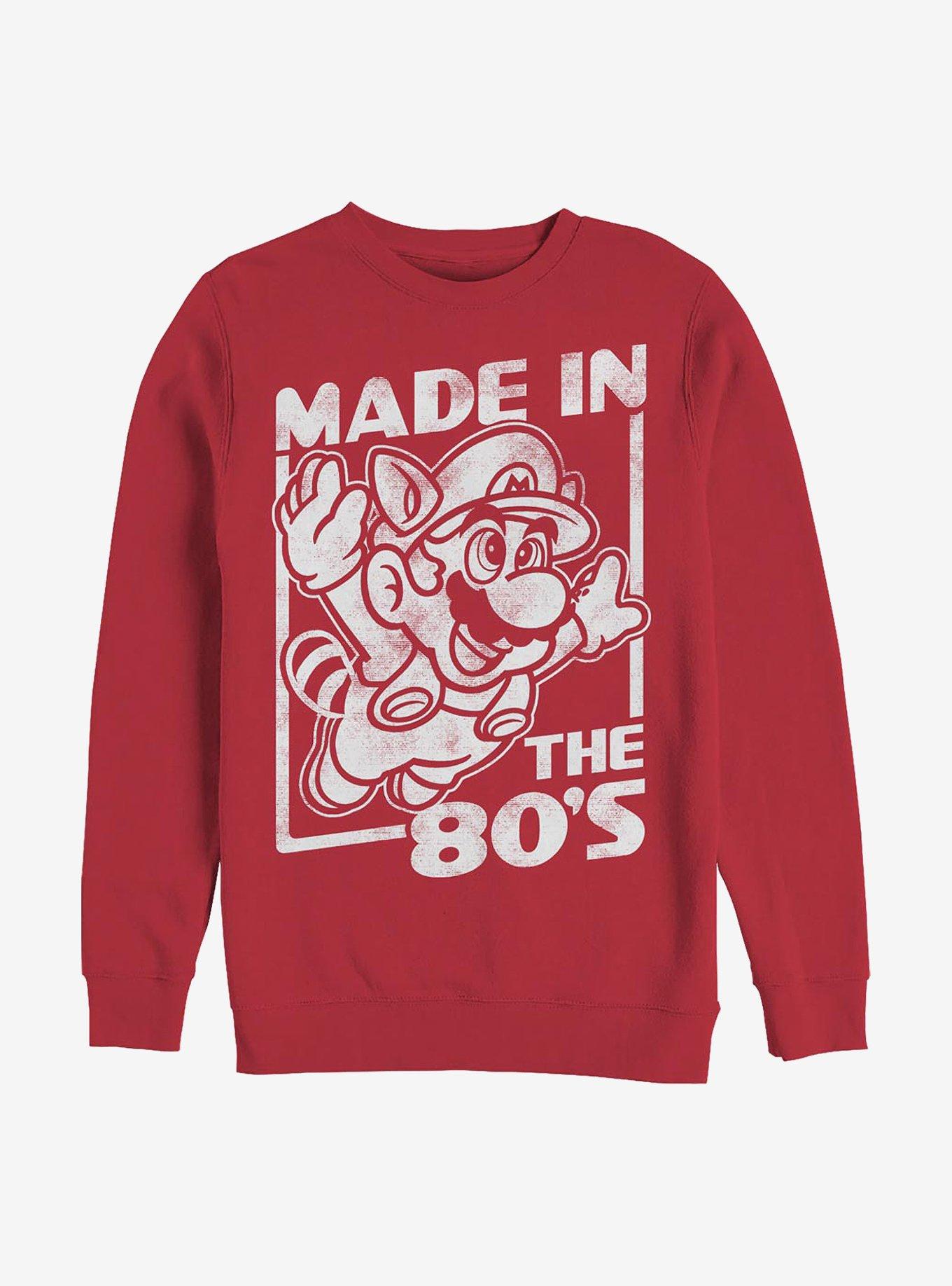 Nintendo Mario Made In The 80's Crew Sweatshirt, RED, hi-res