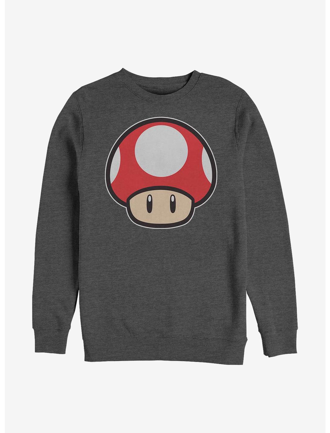 Nintendo Mario Power Up Crew Fleece Crew Sweatshirt, CHAR HTR, hi-res