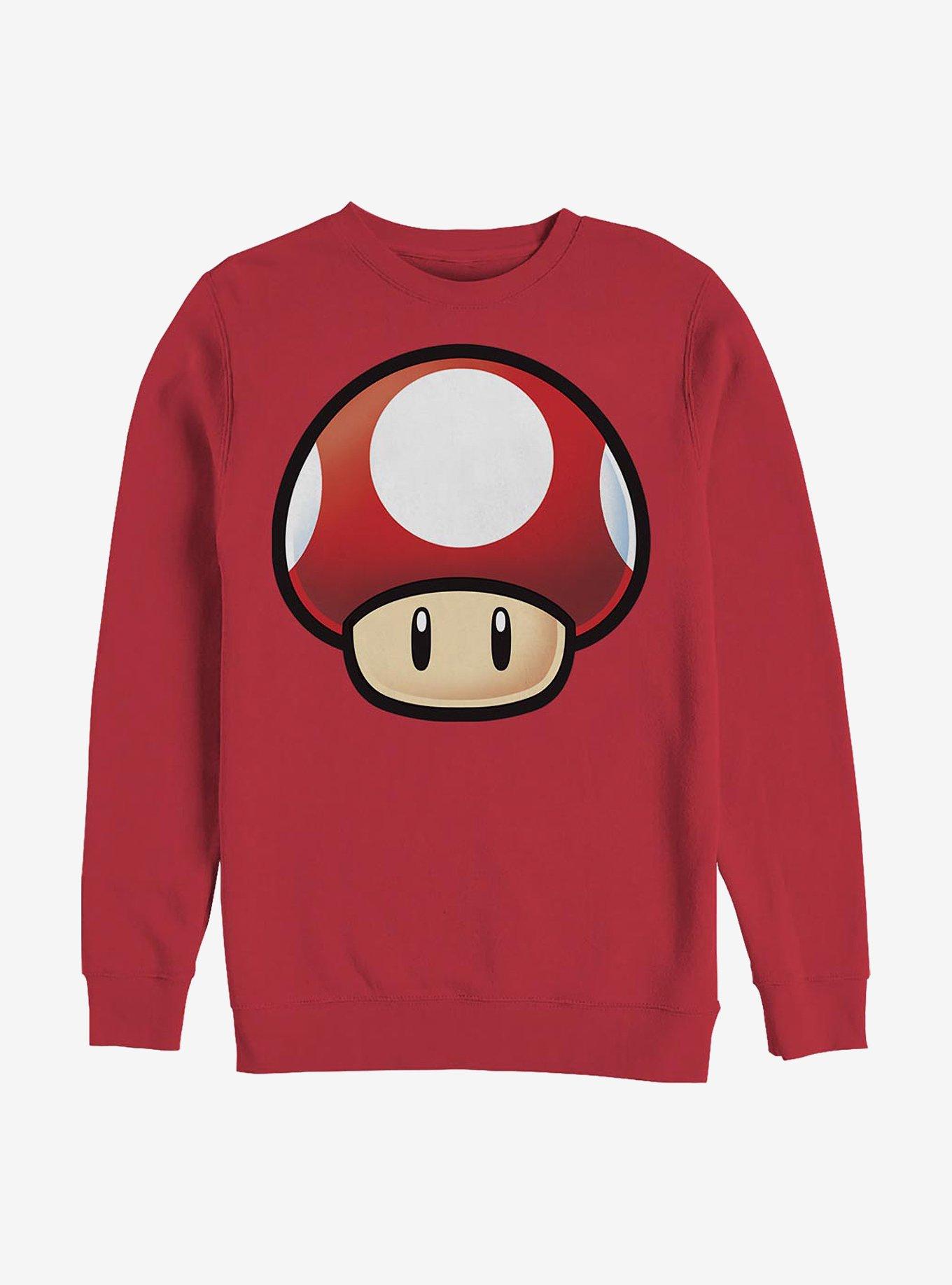 Nintendo Mario Red Mushroom Crew Sweatshirt, RED, hi-res