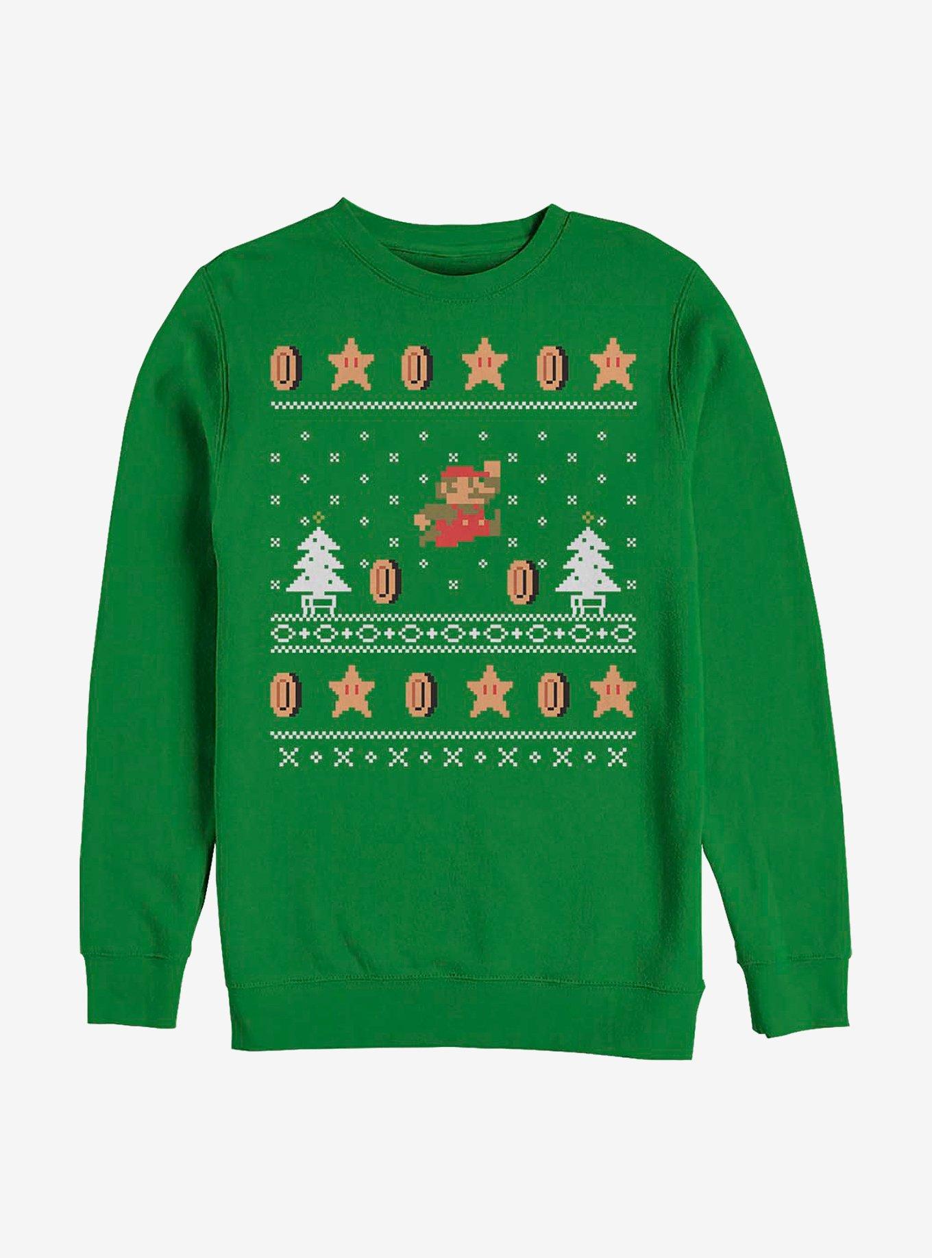 Nintendo Mario Ugly Holiday Mario Crew Sweatshirt, KELLY, hi-res