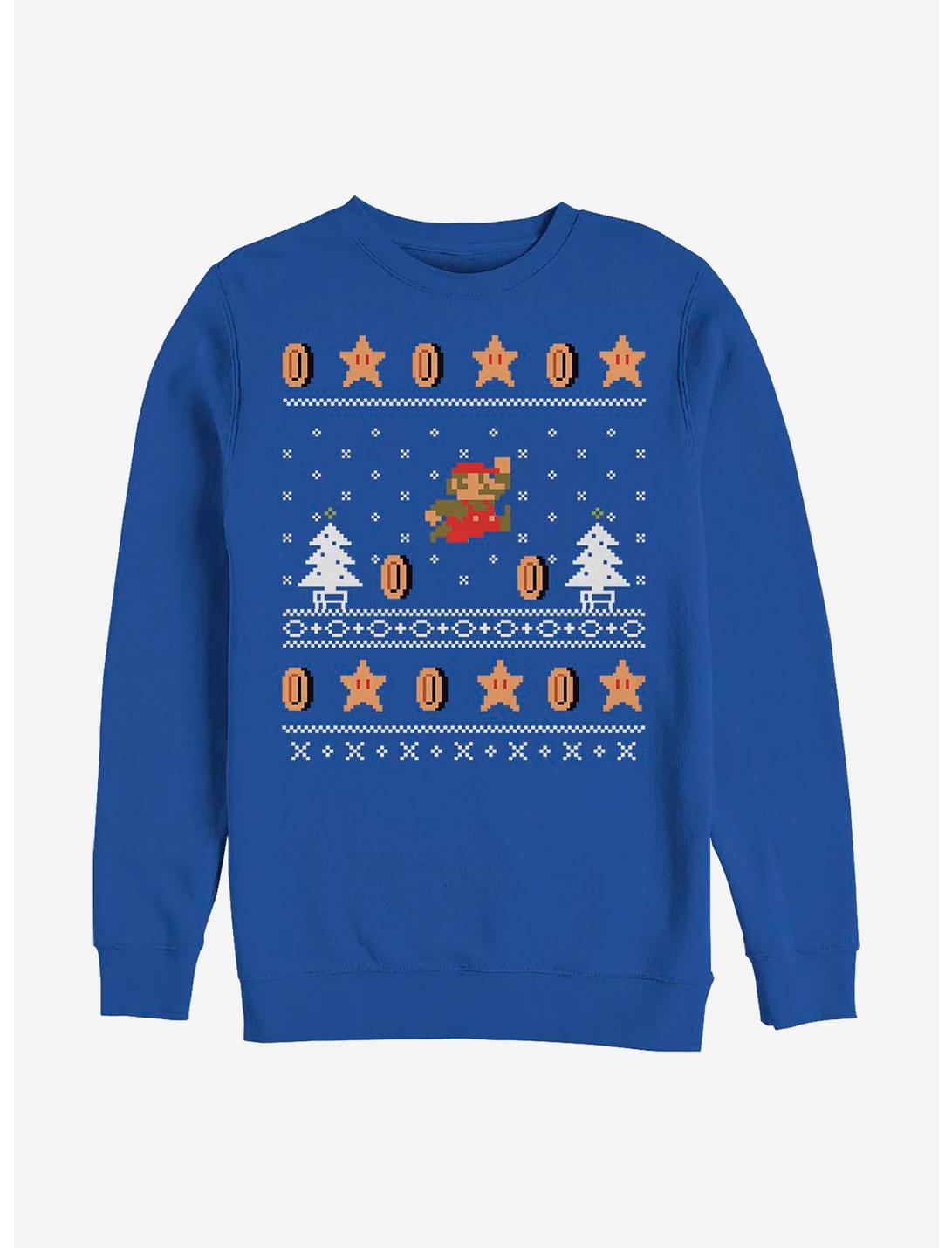 Nintendo Mario Ugly Holiday Mario Crew Sweatshirt, ROYAL, hi-res