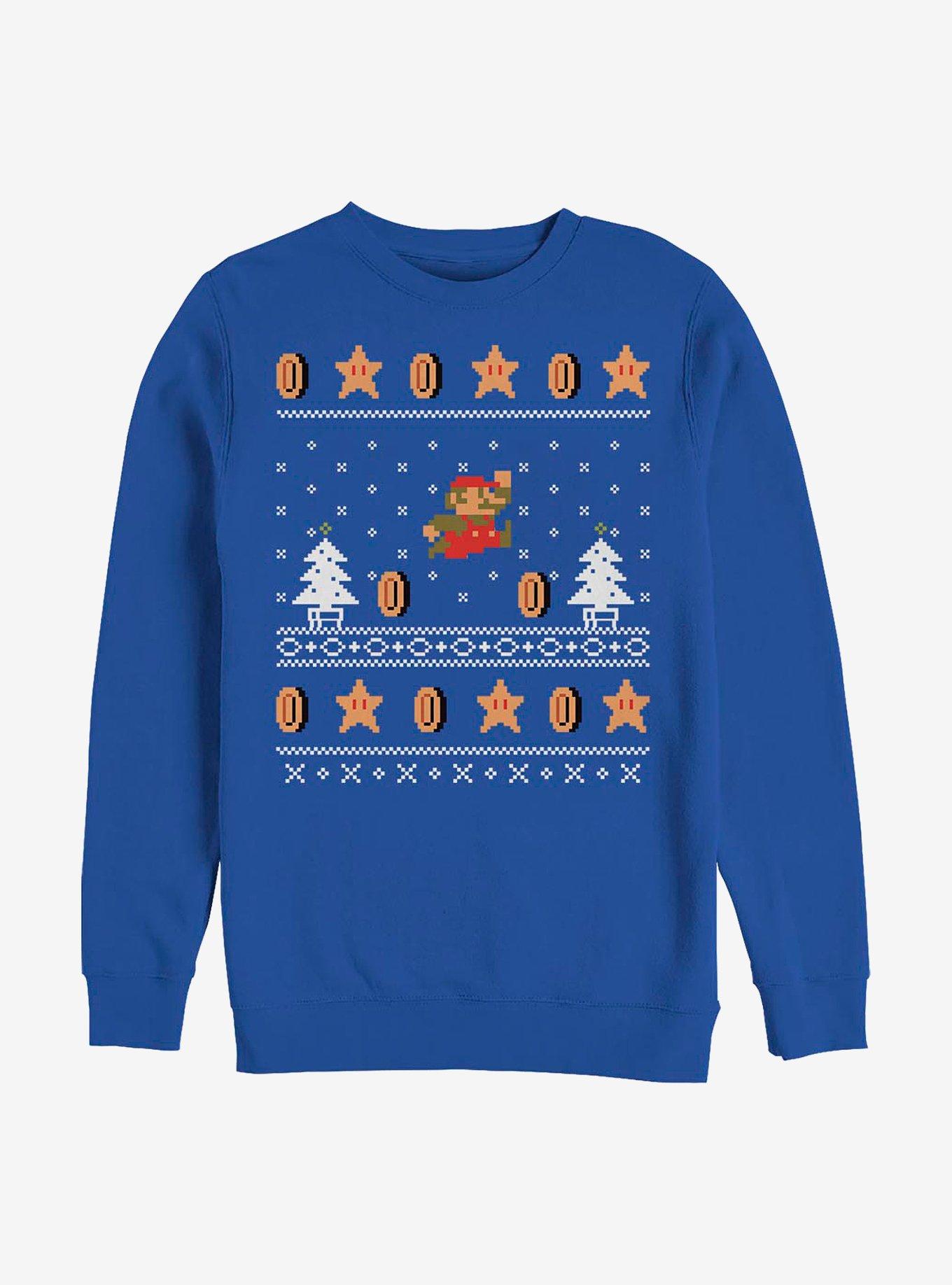 Nintendo Mario Ugly Holiday Mario Crew Sweatshirt, ROYAL, hi-res