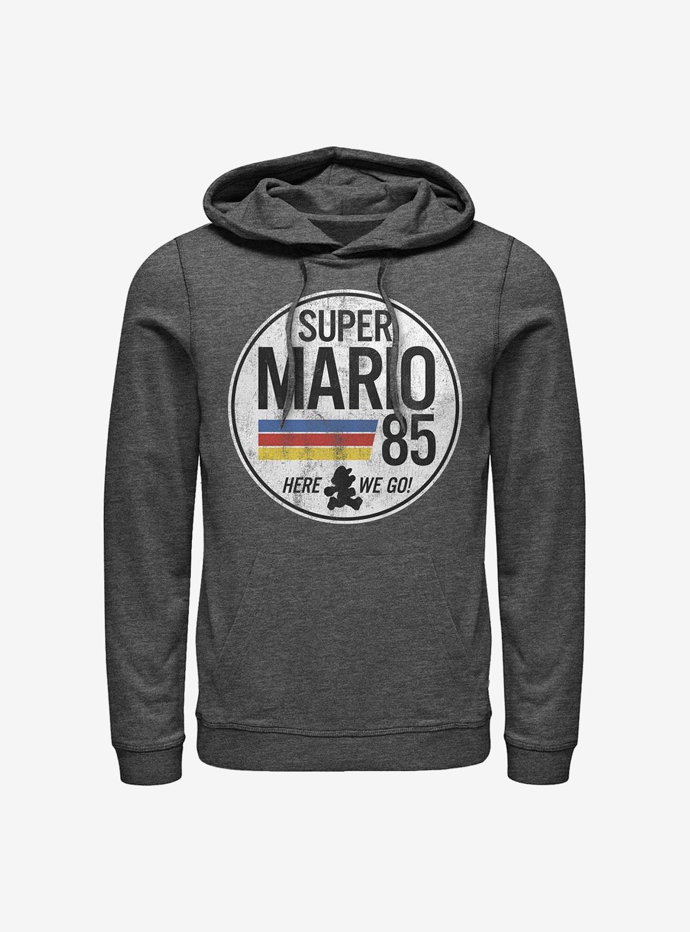 Nintendo Mario Here We Go Hoodie, CHAR HTR, hi-res
