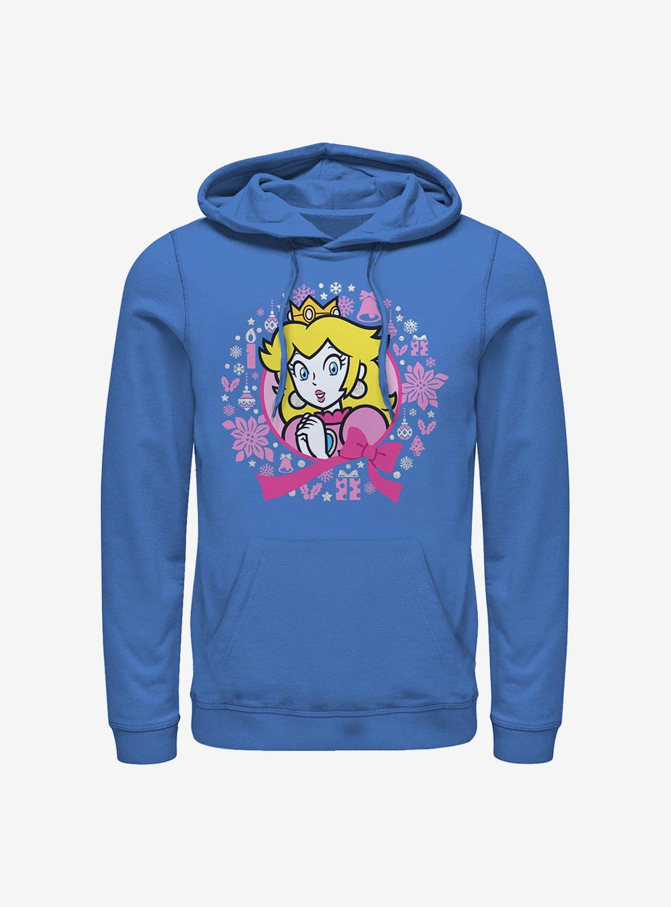 Nintendo Mario Peach Holiday Wreath Hoodie, ROYAL, hi-res