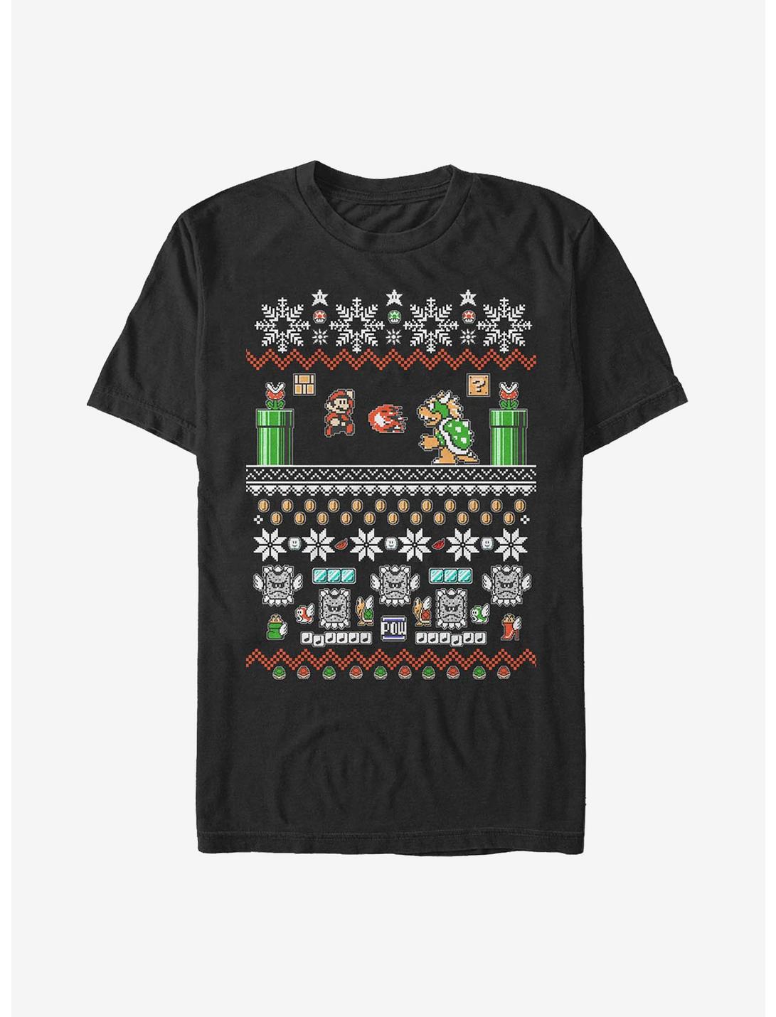 Nintendo Mario Bit Ugly Holiday T-Shirt, BLACK, hi-res