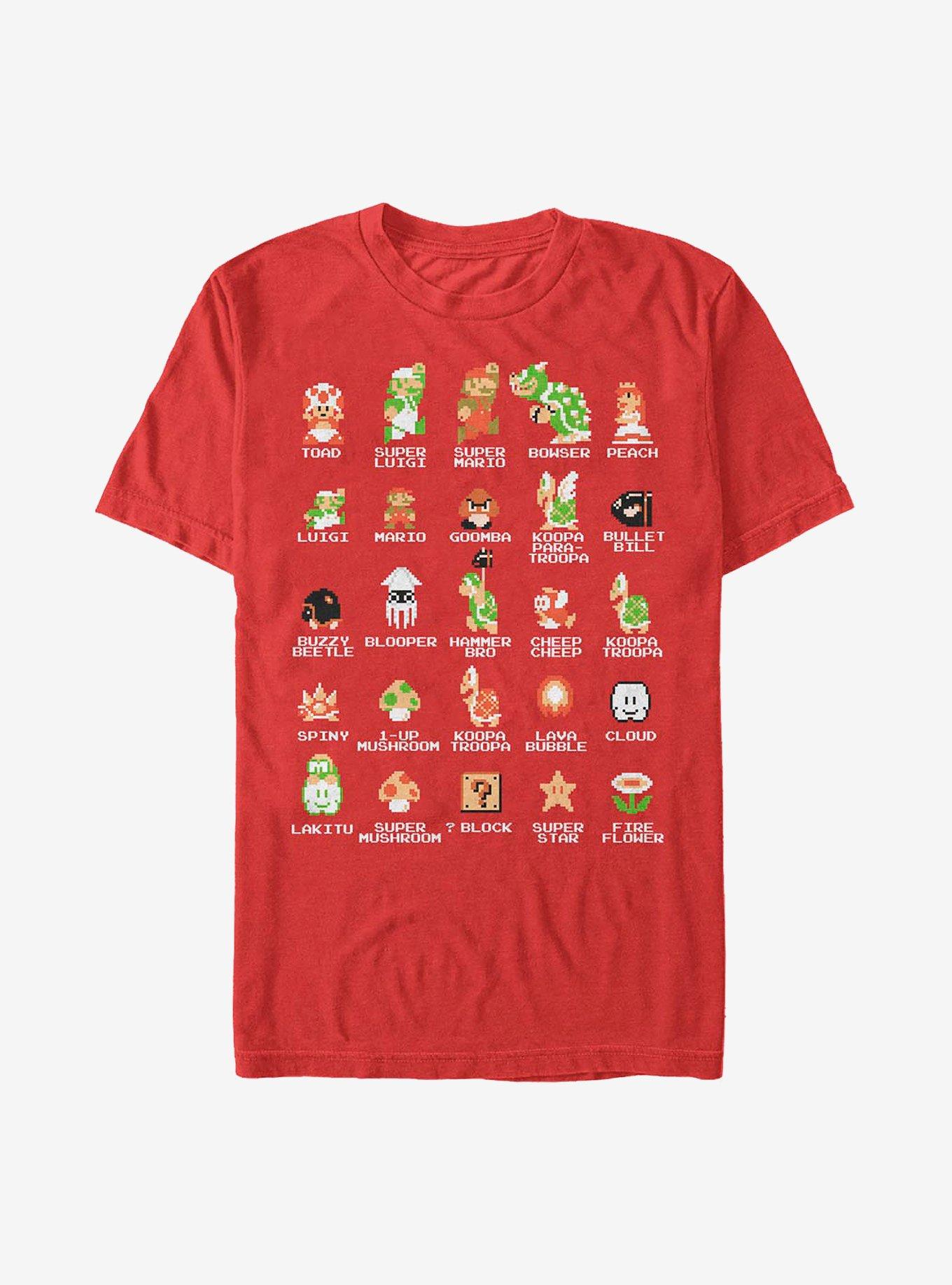 Nintendo Mario Pixel Cast T-Shirt, RED, hi-res