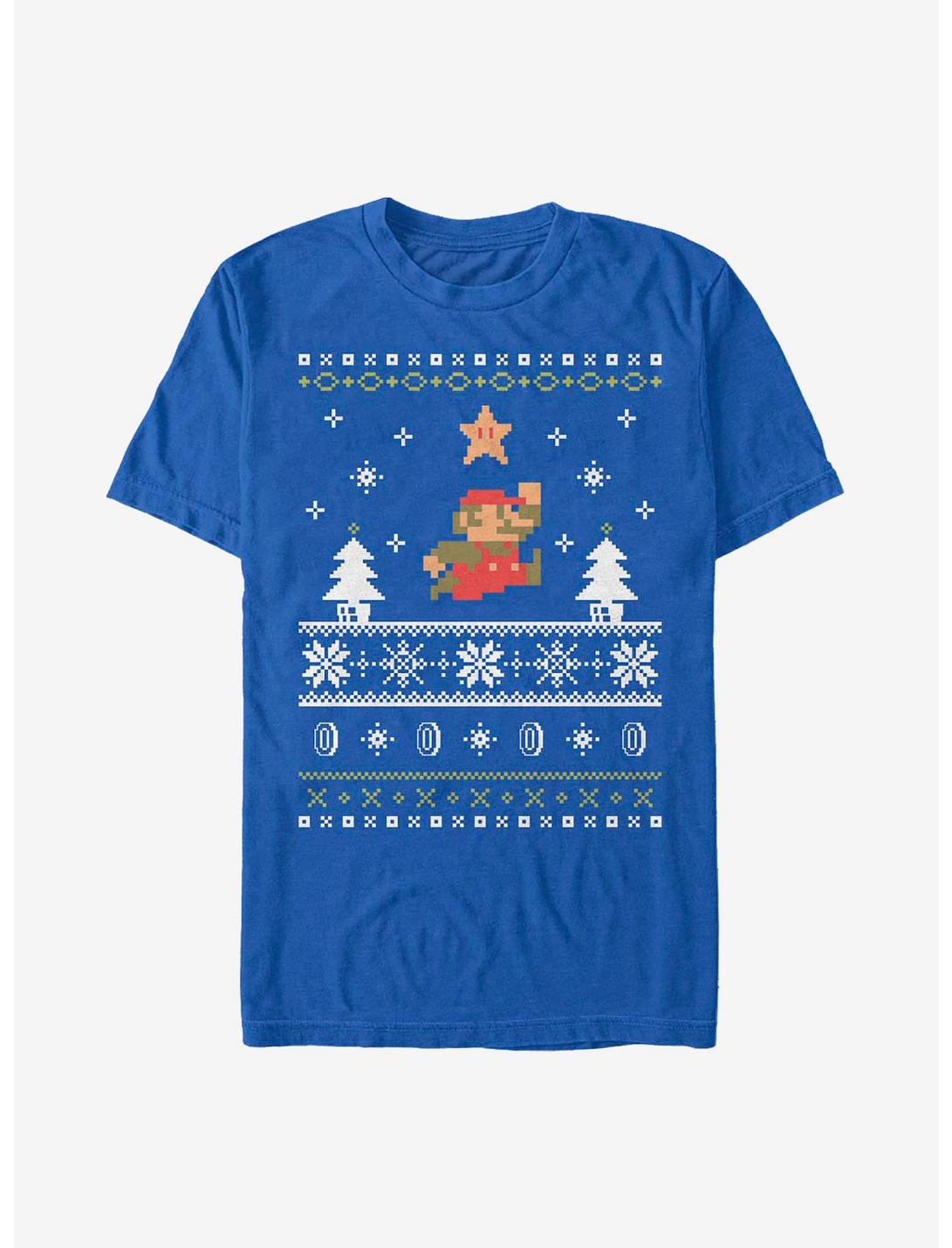 Nintendo Mario Ugly Holiday Star T-Shirt, ROYAL, hi-res