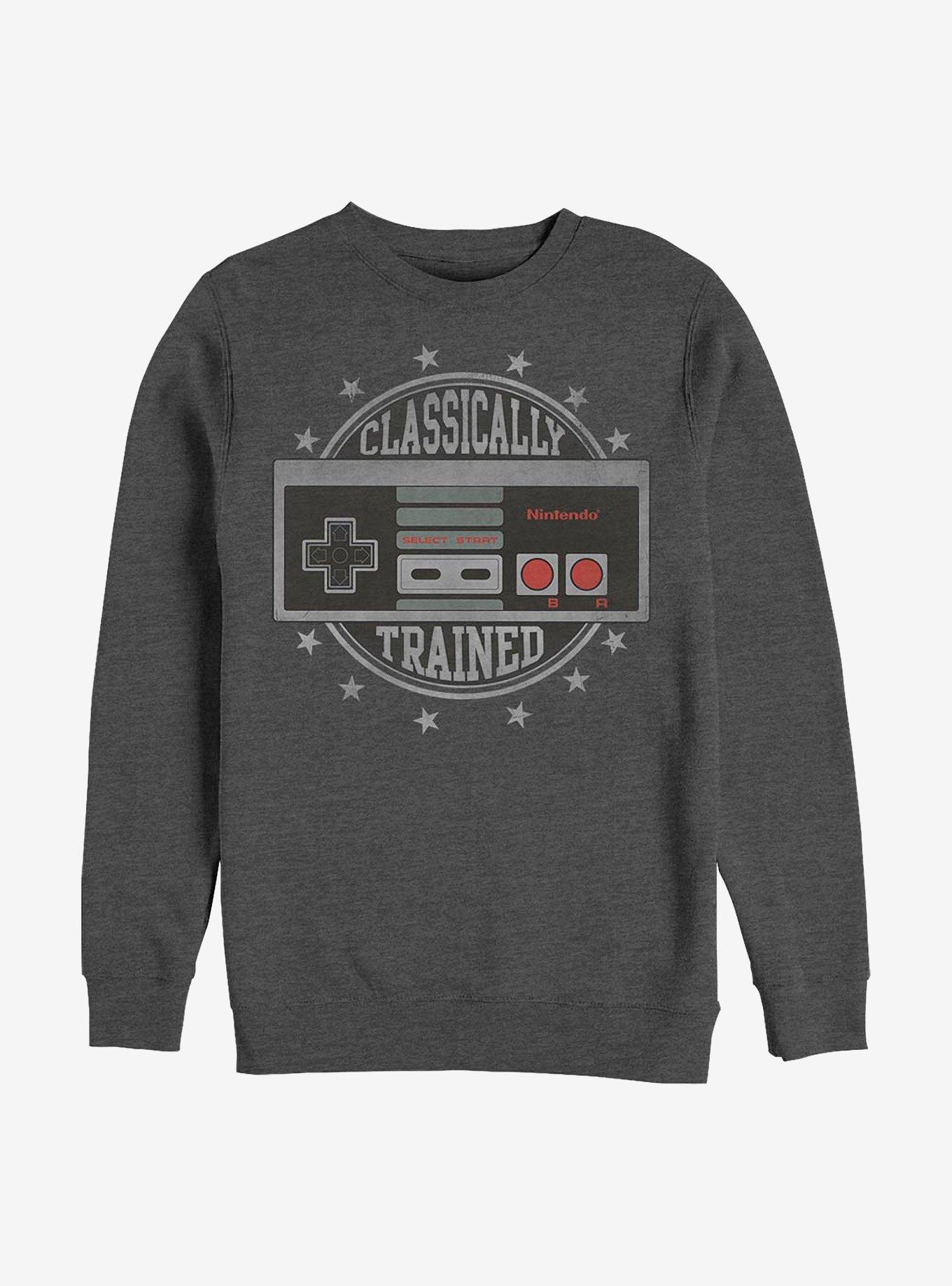 Nintendo Classically Trained Crew Sweatshirt, CHAR HTR, hi-res