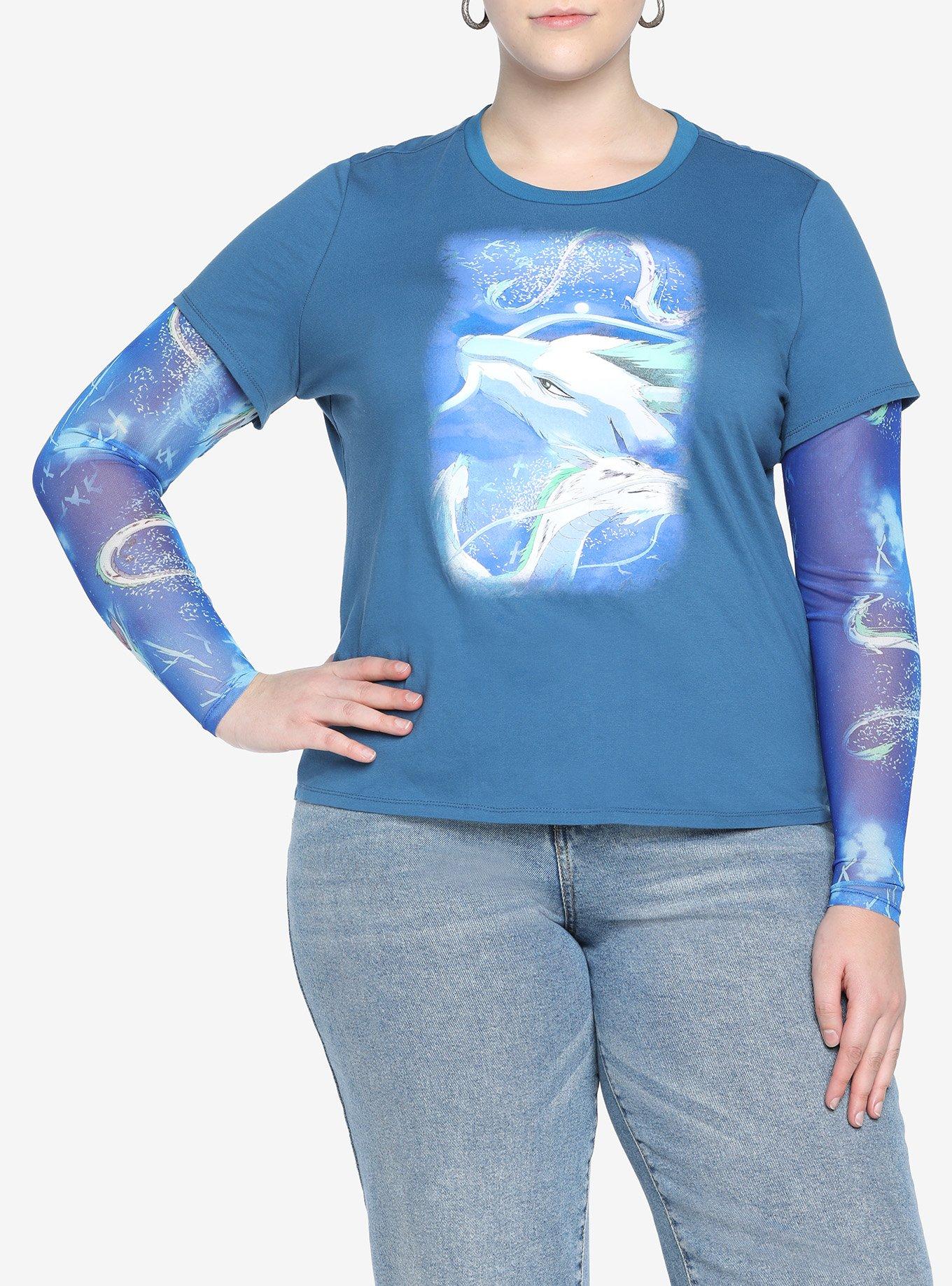 Her Universe Studio Ghibli Spirited Away Haku Mesh Girls Long-Sleeve Top Plus Size, MULTI, hi-res