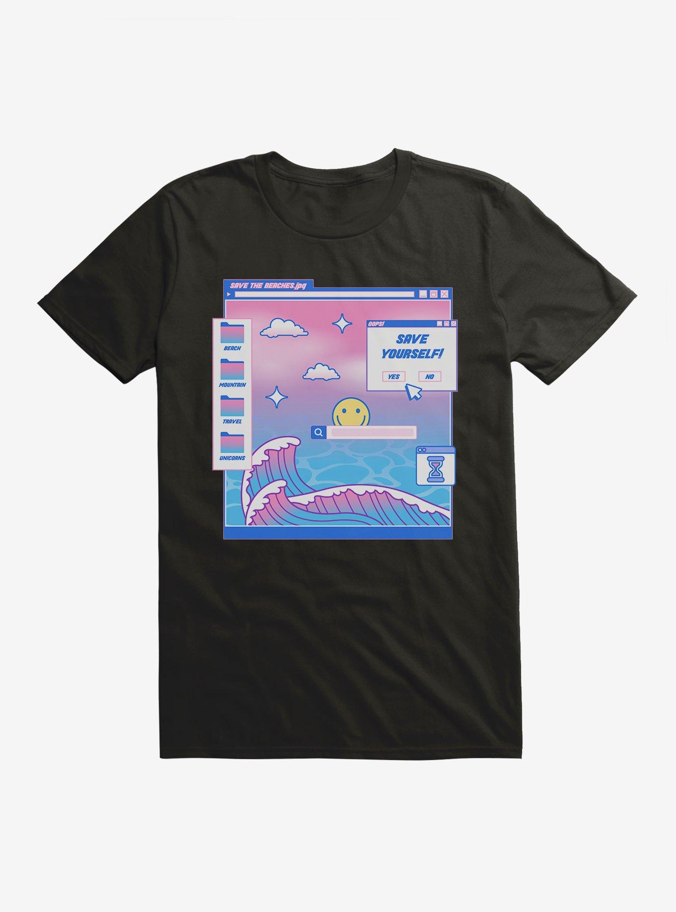 Vaporwave Save The Beaches T-Shirt, , hi-res