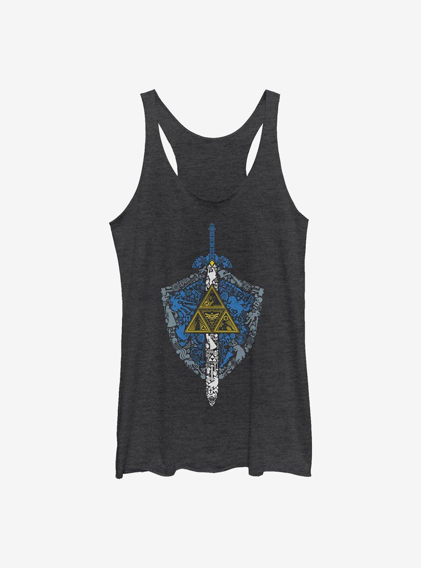 The Legend Of Zelda Iconic Weapon Womens Tank Top, BLK HTR, hi-res