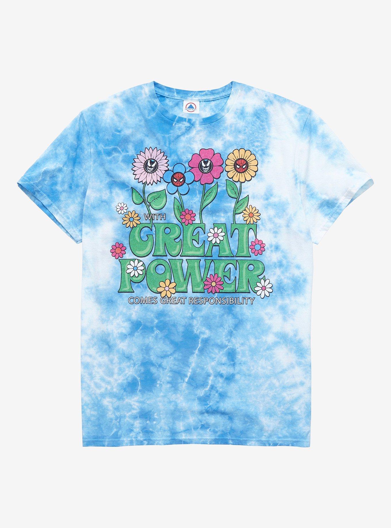 Marvel Spider-Man Great Power Vintage Tie-Dye T-Shirt - BoxLunch Exclusive, TIE DYE, hi-res