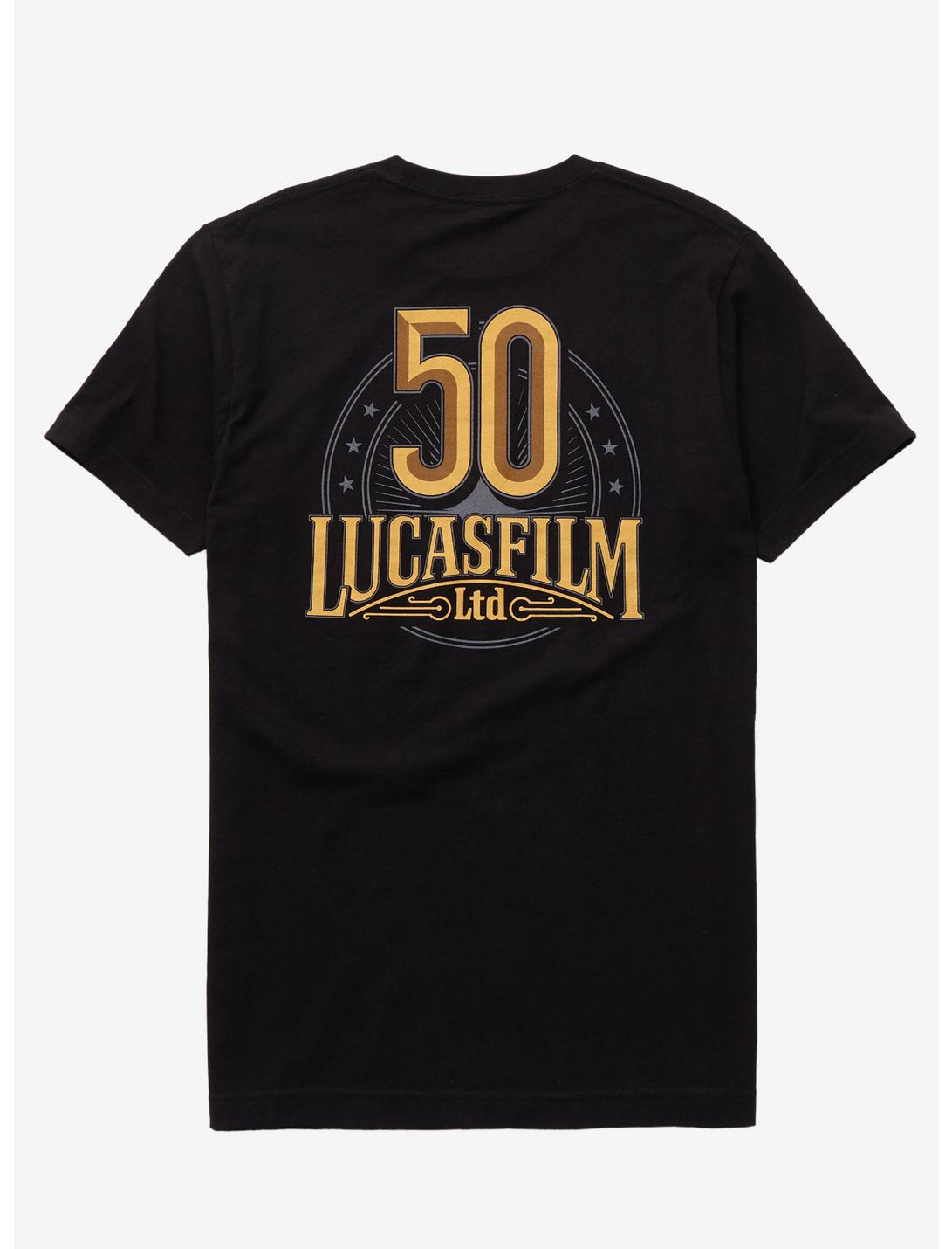 Our Universe Lucasfilm 50th Anniversary Logo T-Shirt - BoxLunch Exclusive, BLACK, hi-res