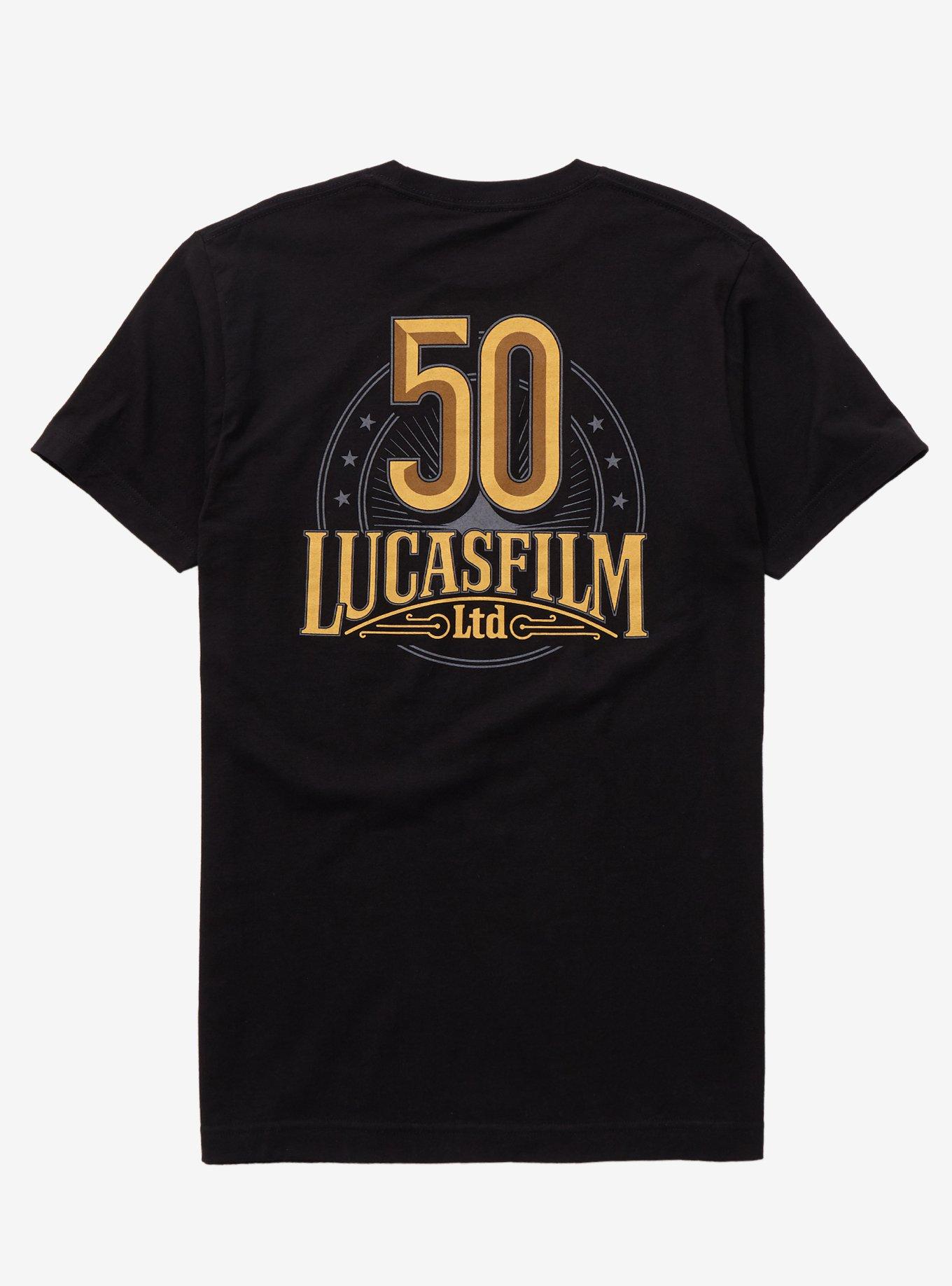 Our Universe Lucasfilm 50th Anniversary Logo T-Shirt - BoxLunch Exclusive, BLACK, hi-res