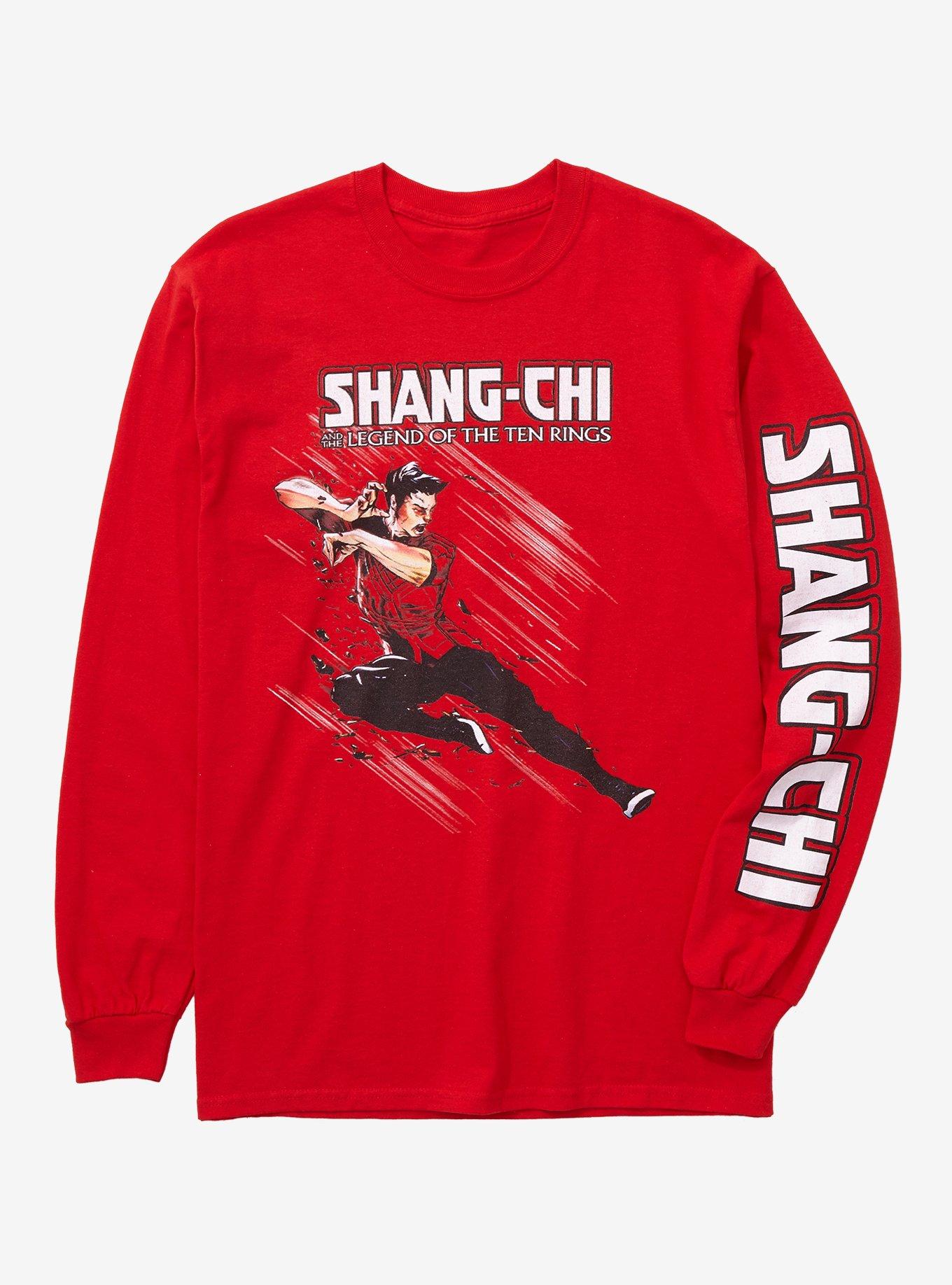 Marvel Shang-Chi Flying Kick Long Sleeve T-Shirt - BoxLunch Exclusive, RED, hi-res