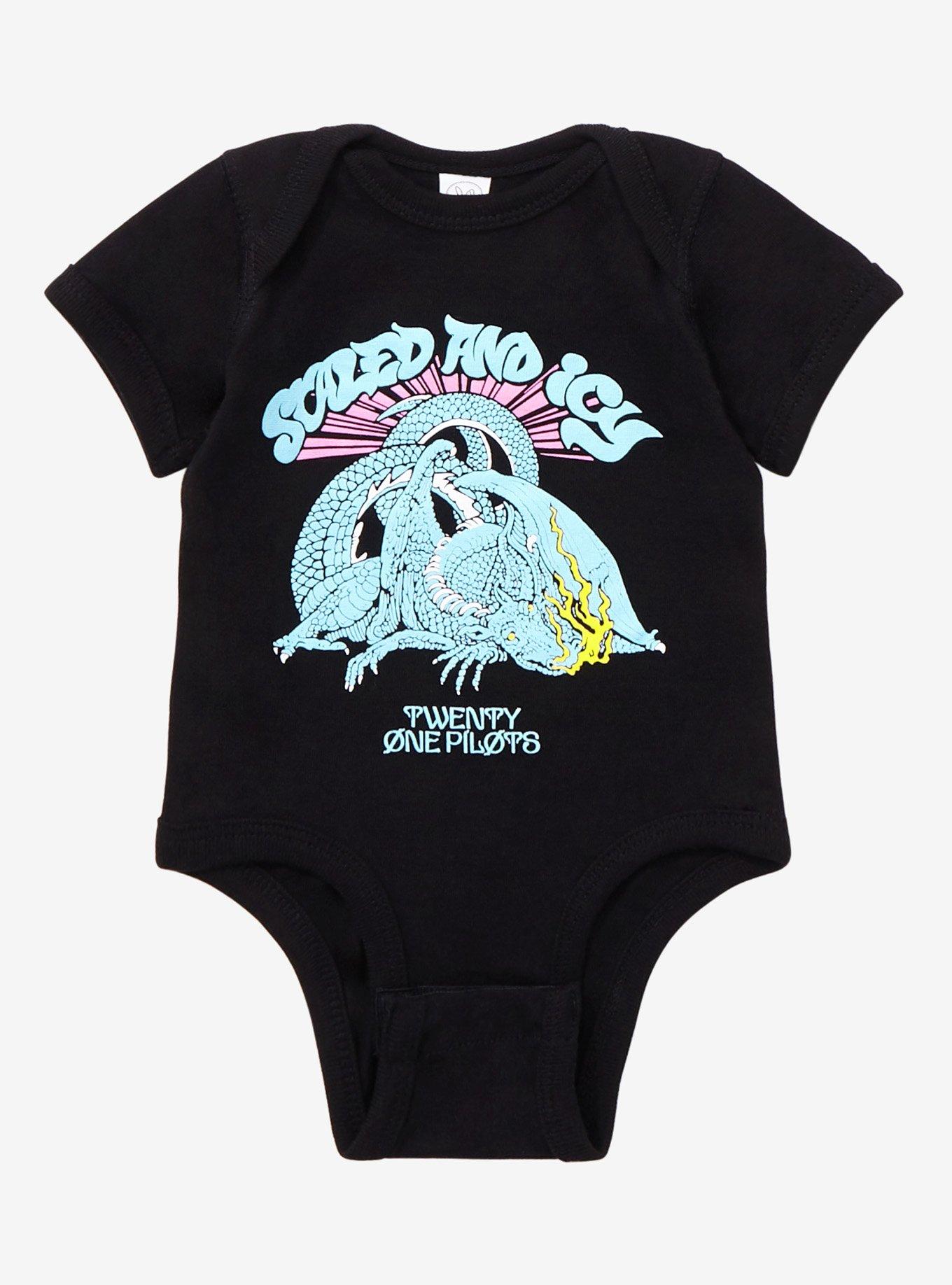 Twenty One Pilots Scaled And Icy Trash Dragon Infant Bodysuit, BLACK, hi-res